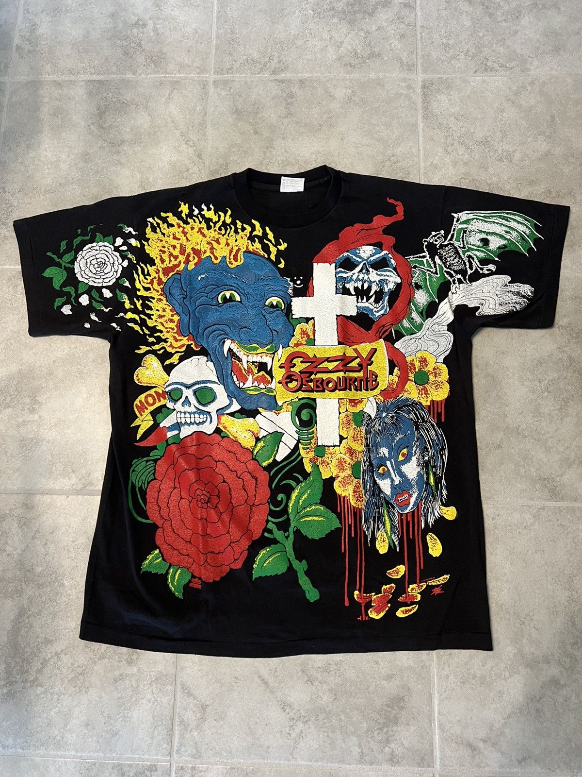 Hanes Vintage 1992 Ozzy Osbourne Tattoo T-Shirt XL | Grailed