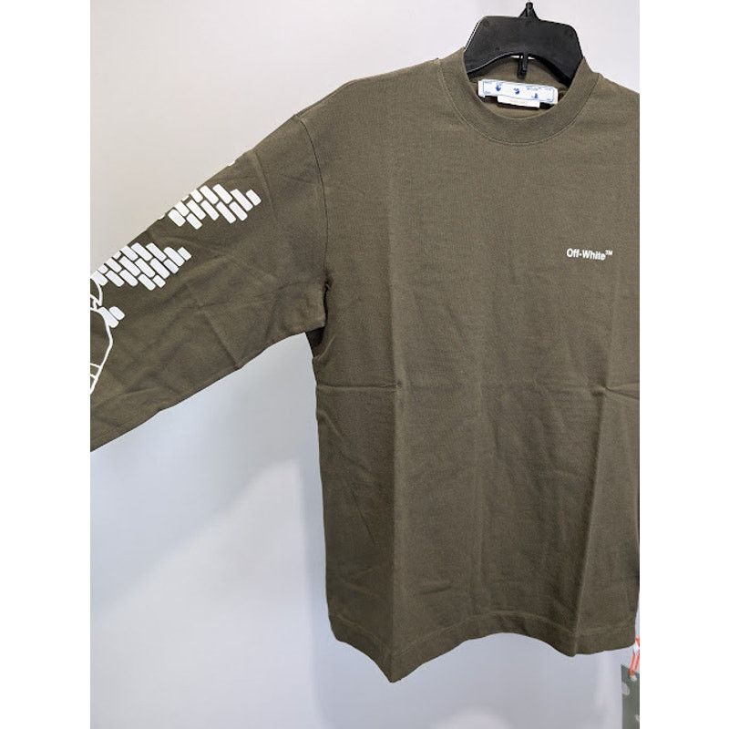 Off-White o1rshd1 Bricks Skate Long Sleeve T-Shirt Army Green/White Size US S / EU 44-46 / 1 - 9 Thumbnail