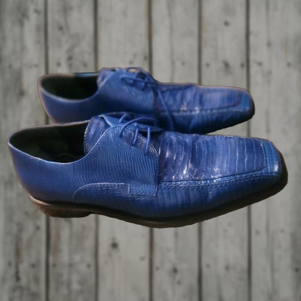 Vintage Giorgio Brutini Dress Oxford Shoes Snake Leather Blue 9.5 M Men Size US 10 / EU 43 - 1 Thumbnail