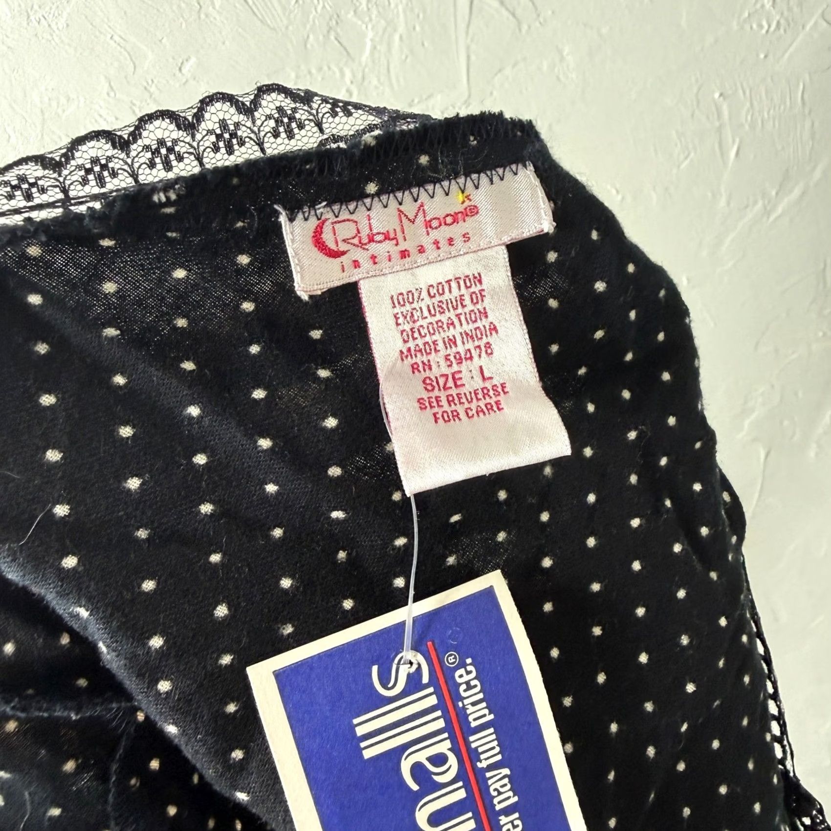 Vintage VINTAGE ruby moon Shirt L Black NOS Y2k Lace Cotton Tank top Polka Dot YY26 Size L / US 10 / IT 46 - 6 Thumbnail