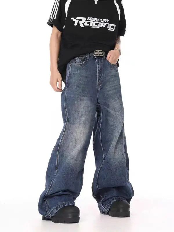 Japanese Brand × Jean Street washed distressed loose wide leg jeans Size US 32 / EU 48 - 2 Thumbnail