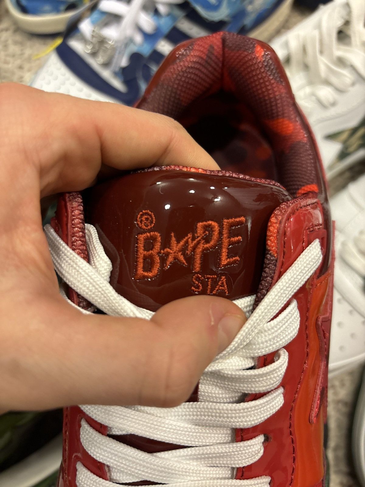 Bape Bape Road Sta Red/Camo Patent Leather Sneakers Size US 9 / EU 42 - 8 Thumbnail