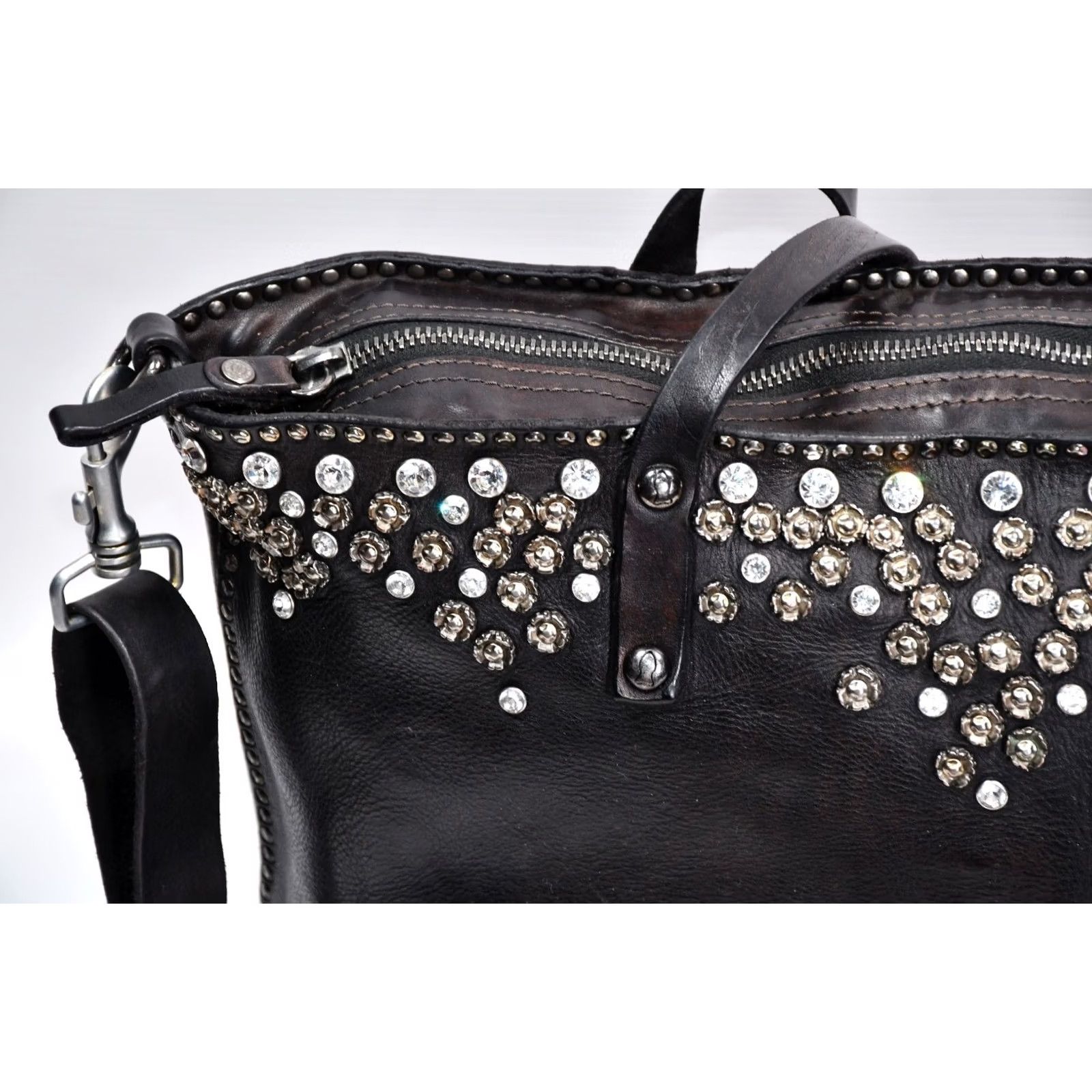 Campomaggi Campomaggi Tote Black Leather Women’s Large Studded Handbag Vintage No Size ONE SIZE - 2 Thumbnail