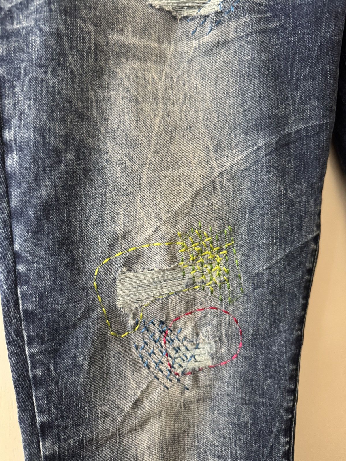 Staple Staple Blue embroidered slim fit jeans Size US 38 / EU 54 - 2 Thumbnail