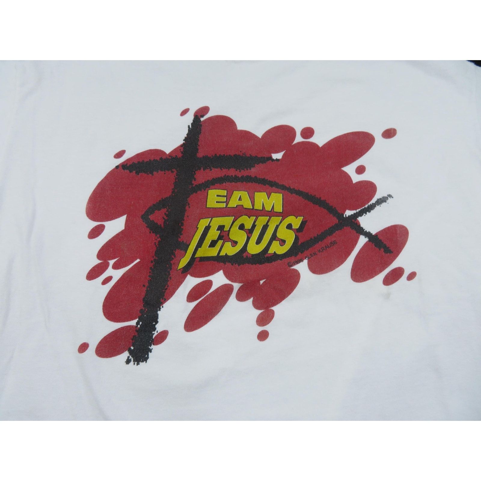 Hanes Team Jesus T-Shirt, White Red, Sz XL 1990s Size US XL / EU 56 / 4 - 2 Thumbnail
