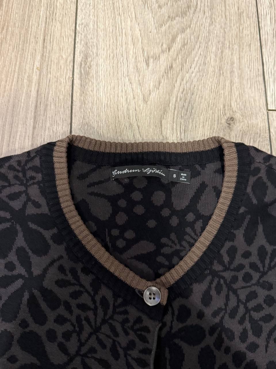 Gudrun Sjoden GUDRUN SJODEN Brown Floral Knit Cardigan Sweater Size S Size S / US 4 / IT 40 - 4 Thumbnail