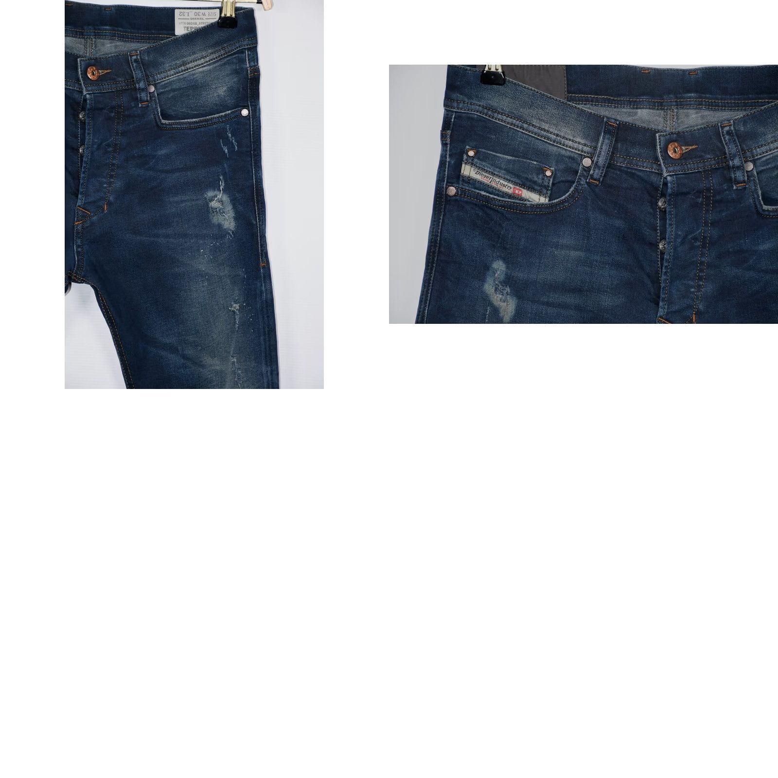 Diesel Diesel Tepphar Slim Carrot Jeans W30/L32 Blue Distressed Stretch 92% Cotton 2% Elastane Denim Men Jeans Regular 30xs Size US 30 / EU 46 - 8 Thumbnail