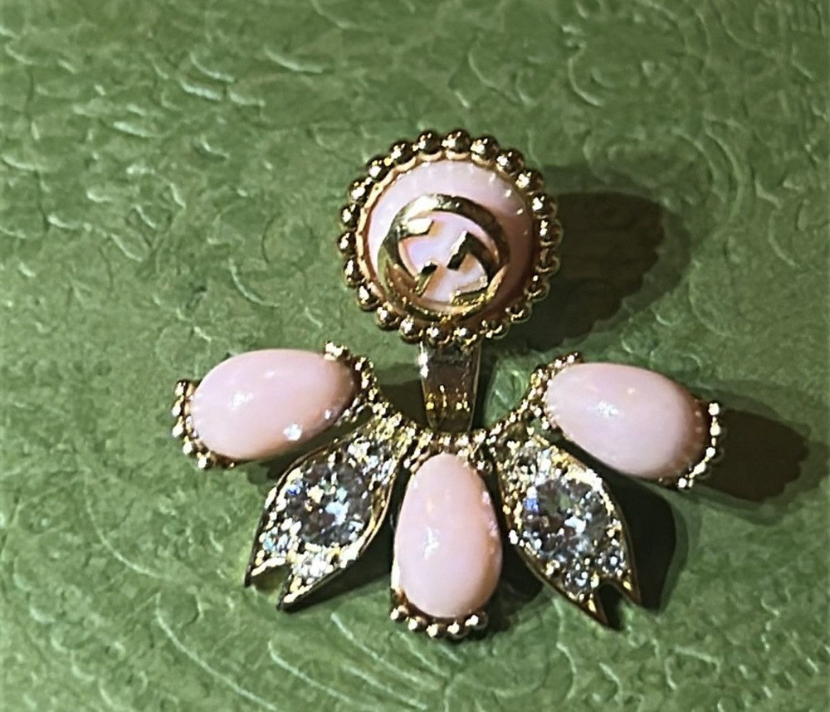 Gucci GUCCI Resin Crystal Single GG Earring Pink Gold Size ONE SIZE - 3 Thumbnail