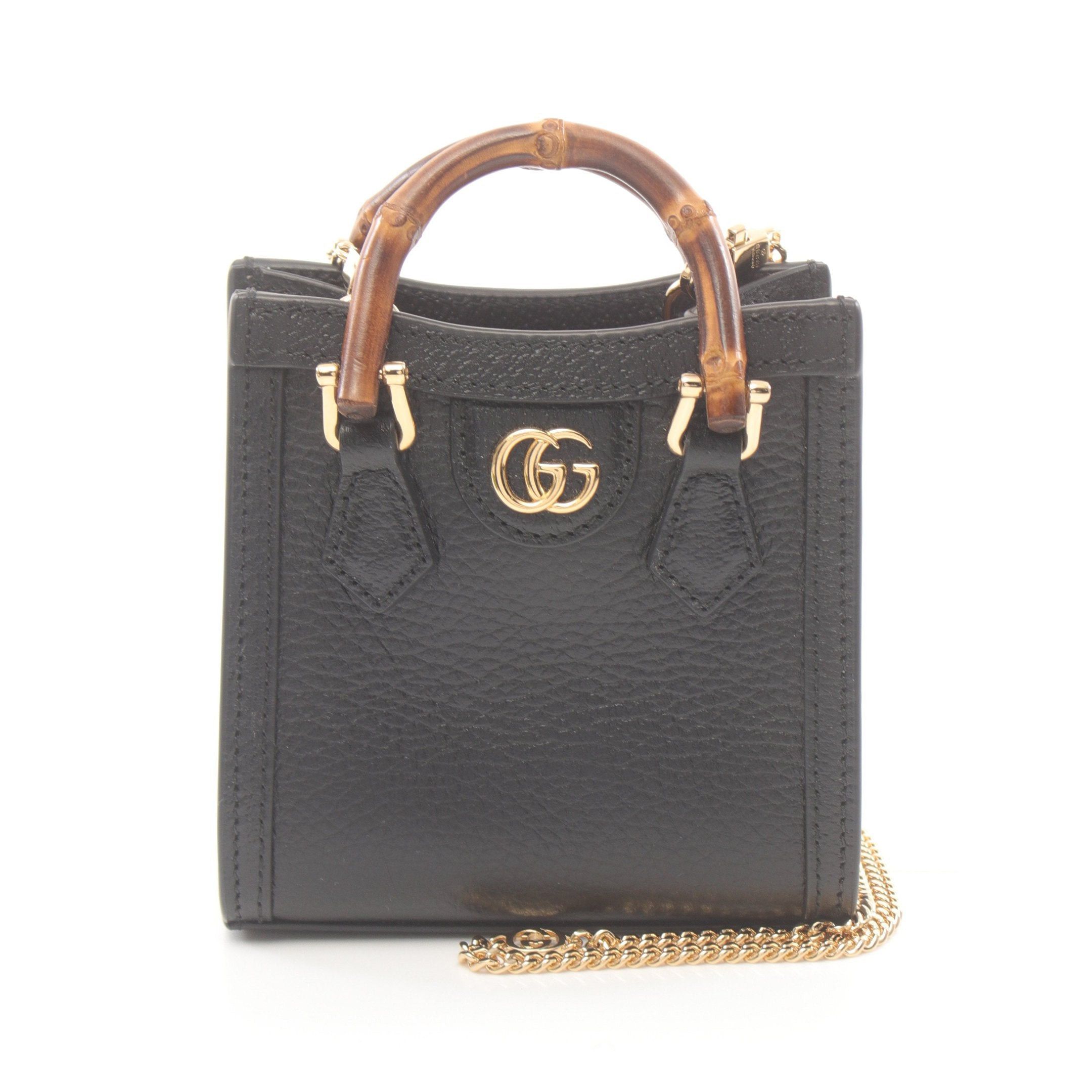 Gucci Gucci Diana Supermarket Mini Bag Handbag Leather Black Size ONE SIZE - 1 Thumbnail