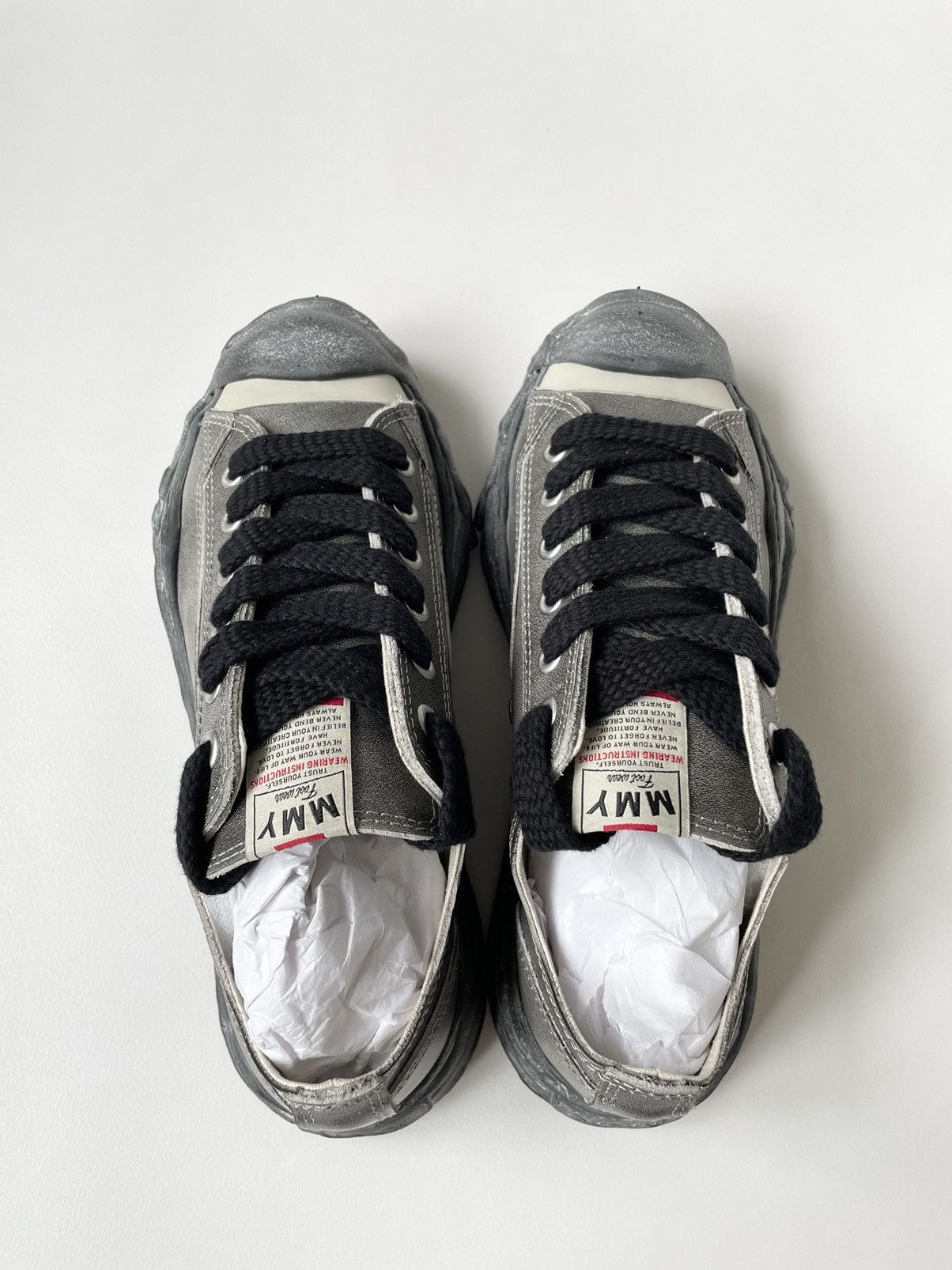 Maison MIHARA YASUHIRO Black Vintage Leather ‘Peterson’ Sneakers Size US 9 / EU 42 - 15 Thumbnail