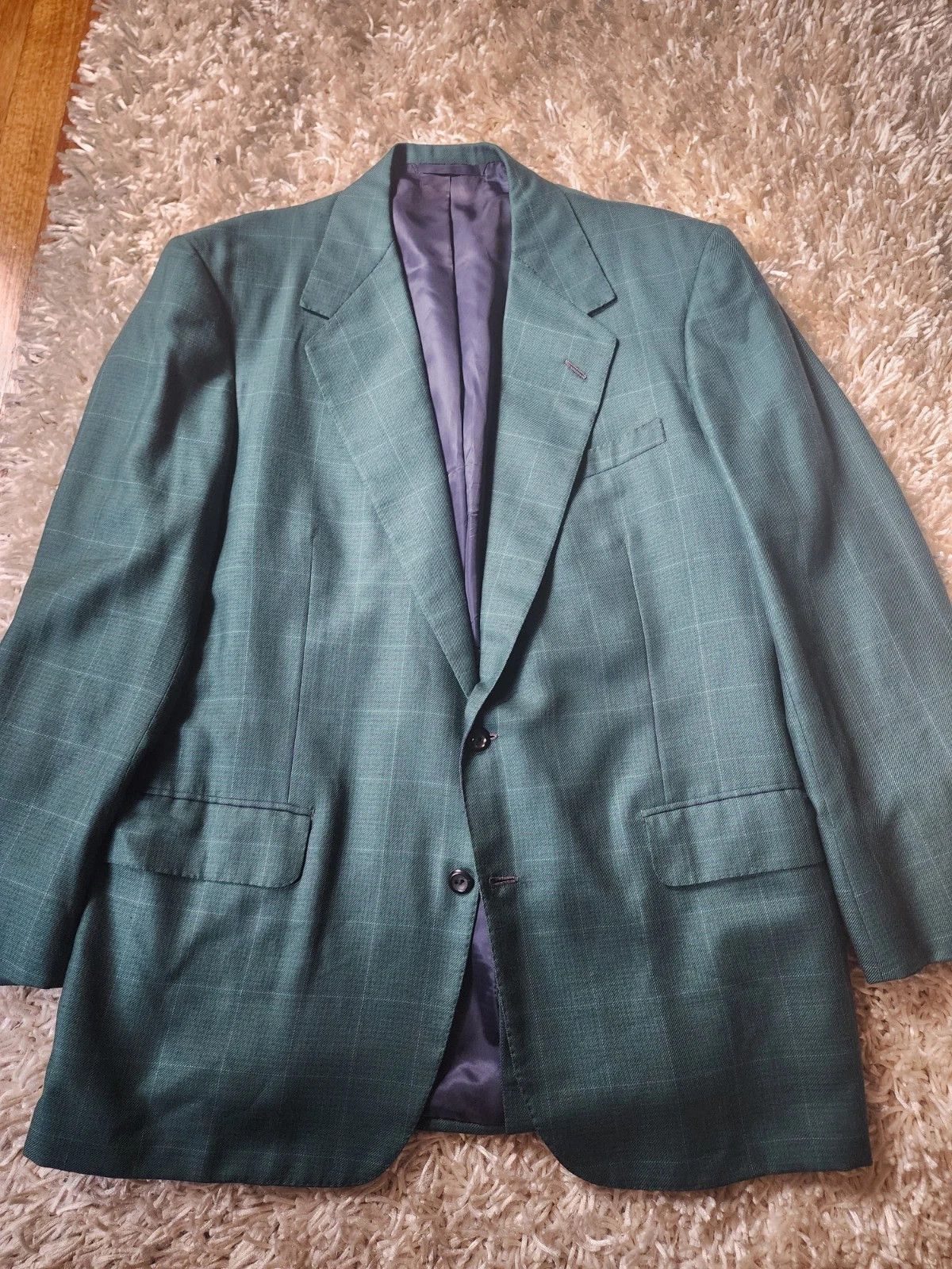 Oxxford Clothes Oxxford Clothes Sportcoat 44R Houndstooth Windowpane Green Size 44R - 1 Thumbnail