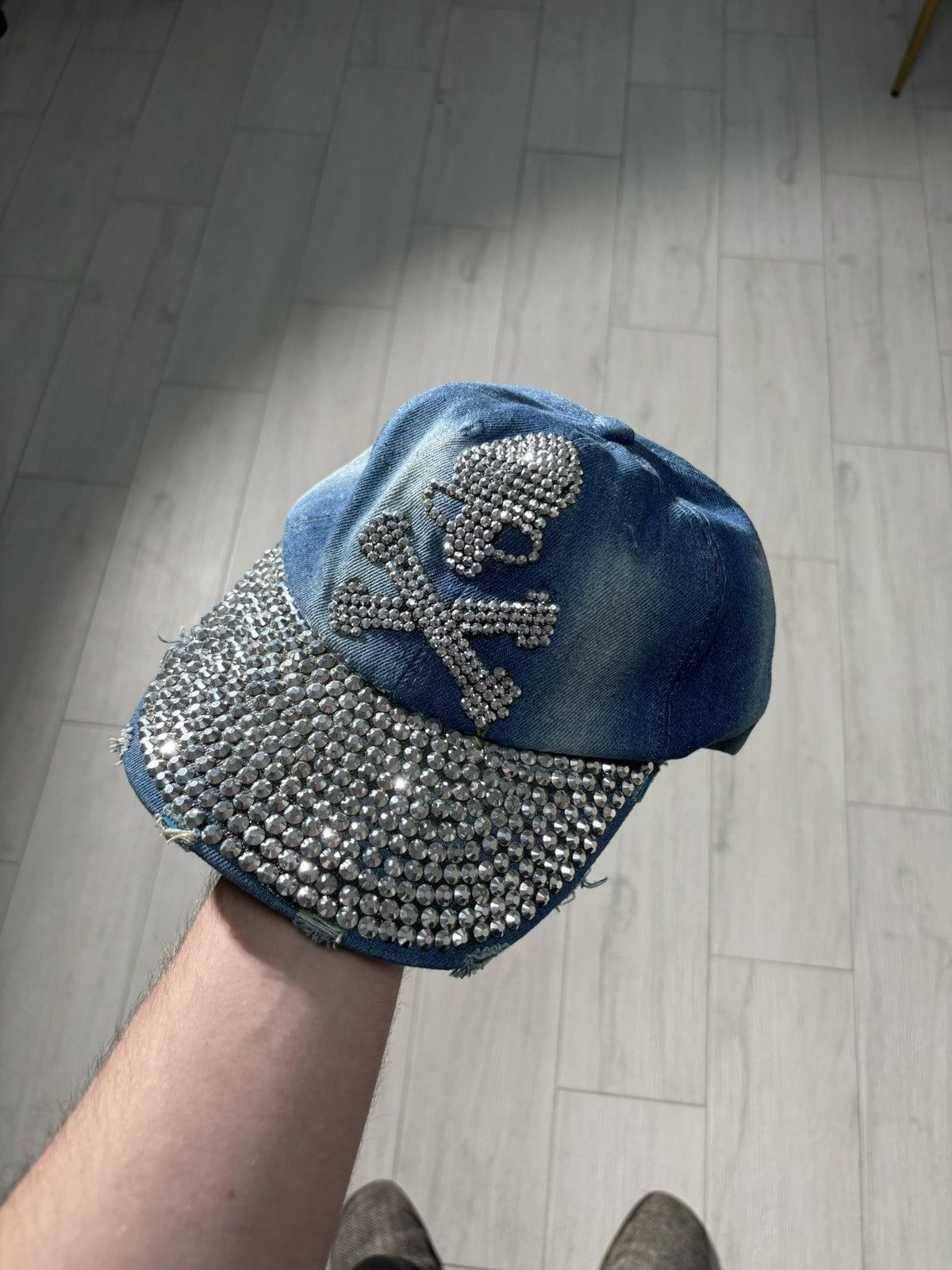 Japanese Brand Y2K Japanese Cap Denim Skull Dead Rhinestones Size ONE SIZE - 1 Thumbnail