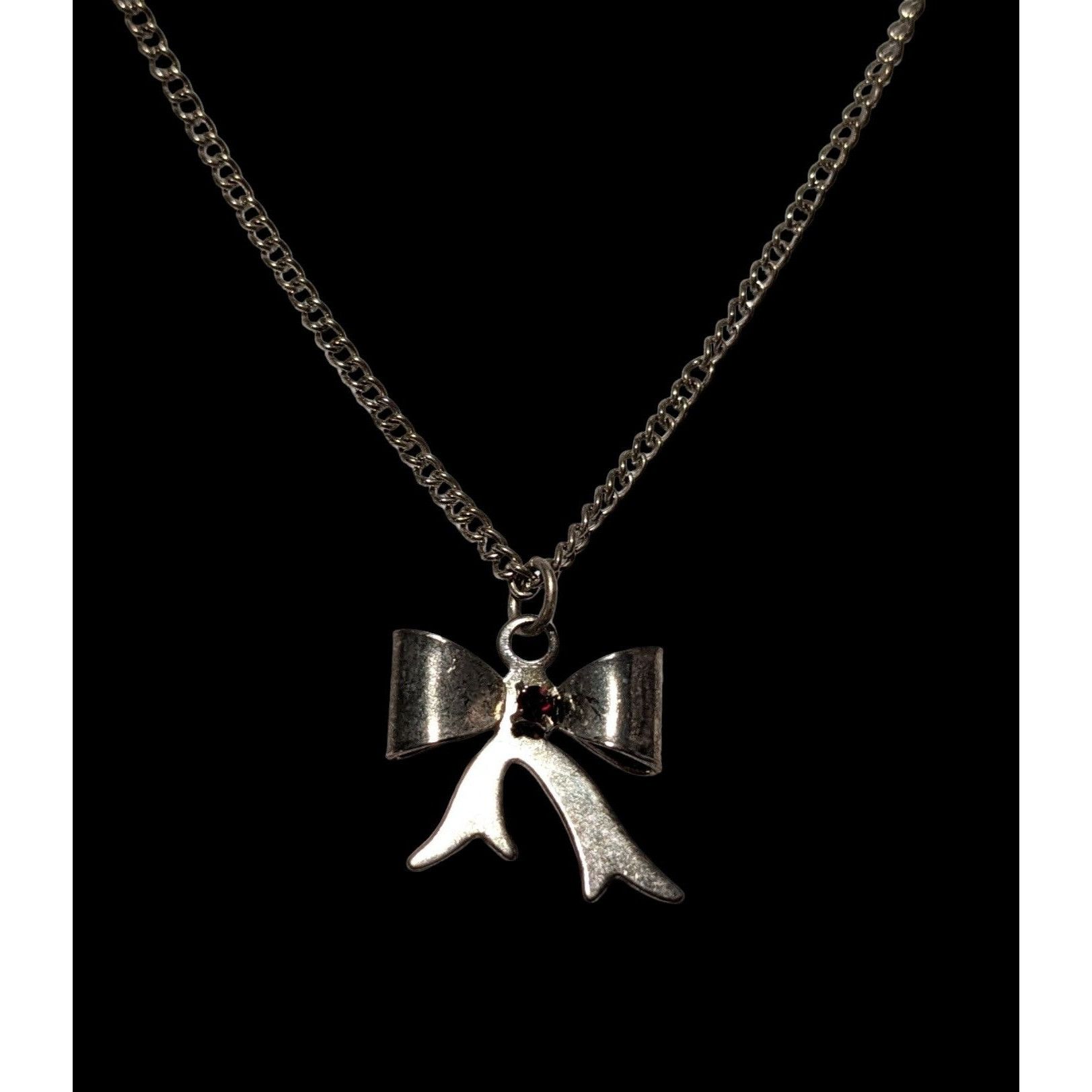 Other Silver Rhinestone Bow Necklace Size ONE SIZE - 3 Thumbnail