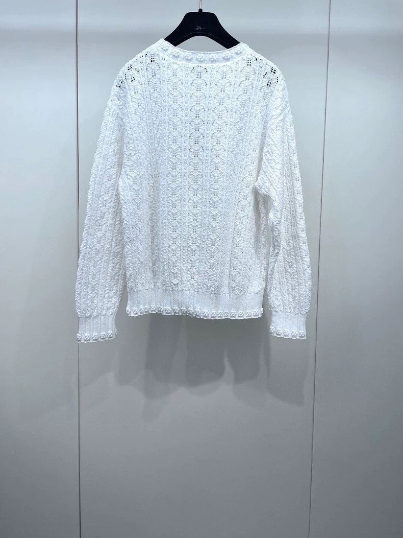 Chanel Chanel White Knit Sweater with Floral Detail -2505 Size US S / EU 44-46 / 1 - 2 Thumbnail