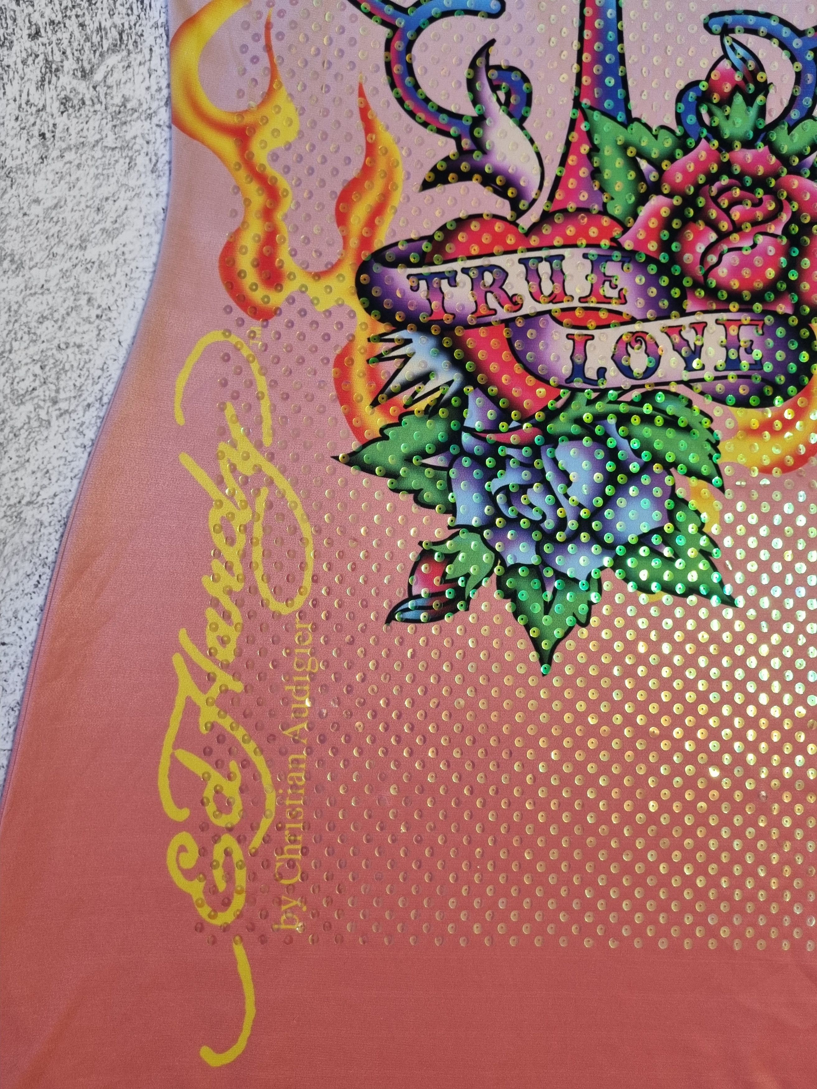Christian Audigier × Ed Hardy × Vintage Vintage Ed Hardy True Love Y2K Mini Dress Size S / US 4 / IT 40 - 5 Thumbnail