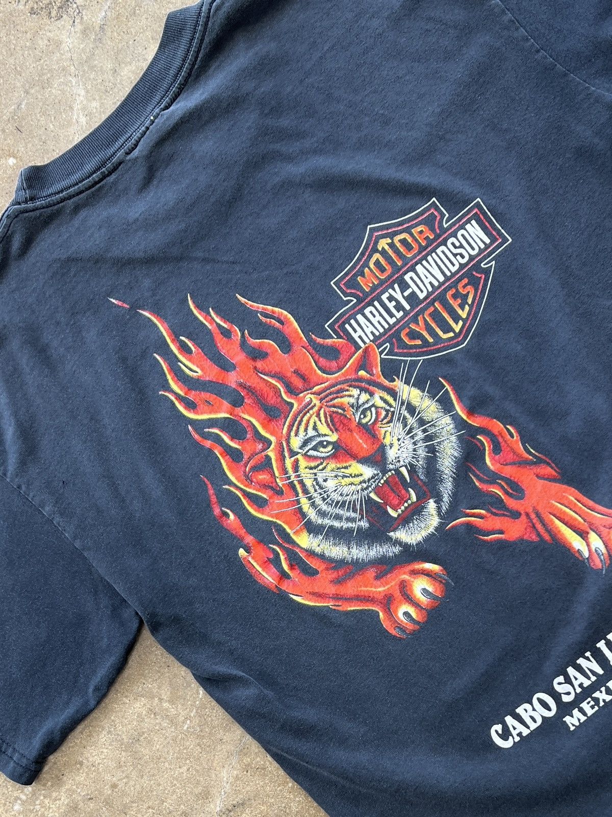 Harley-Davidson tiger fire flame XL 古着 VINTAGE 1990' HARLEY DAVIDSON TIGER RED FLAME LS 🌍“Details