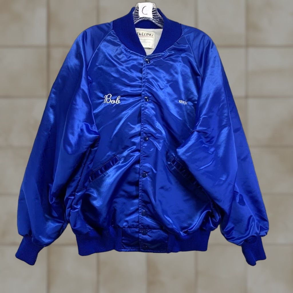 Vintage Vintage Xerox 1980s Nylon Bomber Jacket Men Size L Blue Embroidered Windbreaker Retro 80s Size US L / EU 52-54 / 3 - 1 Thumbnail