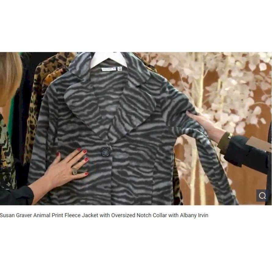 Other Susan Graver Animal Print Fleece Jacket Oversized Notch Coll Size XS / US 0-2 / IT 36-38 - 9 Thumbnail