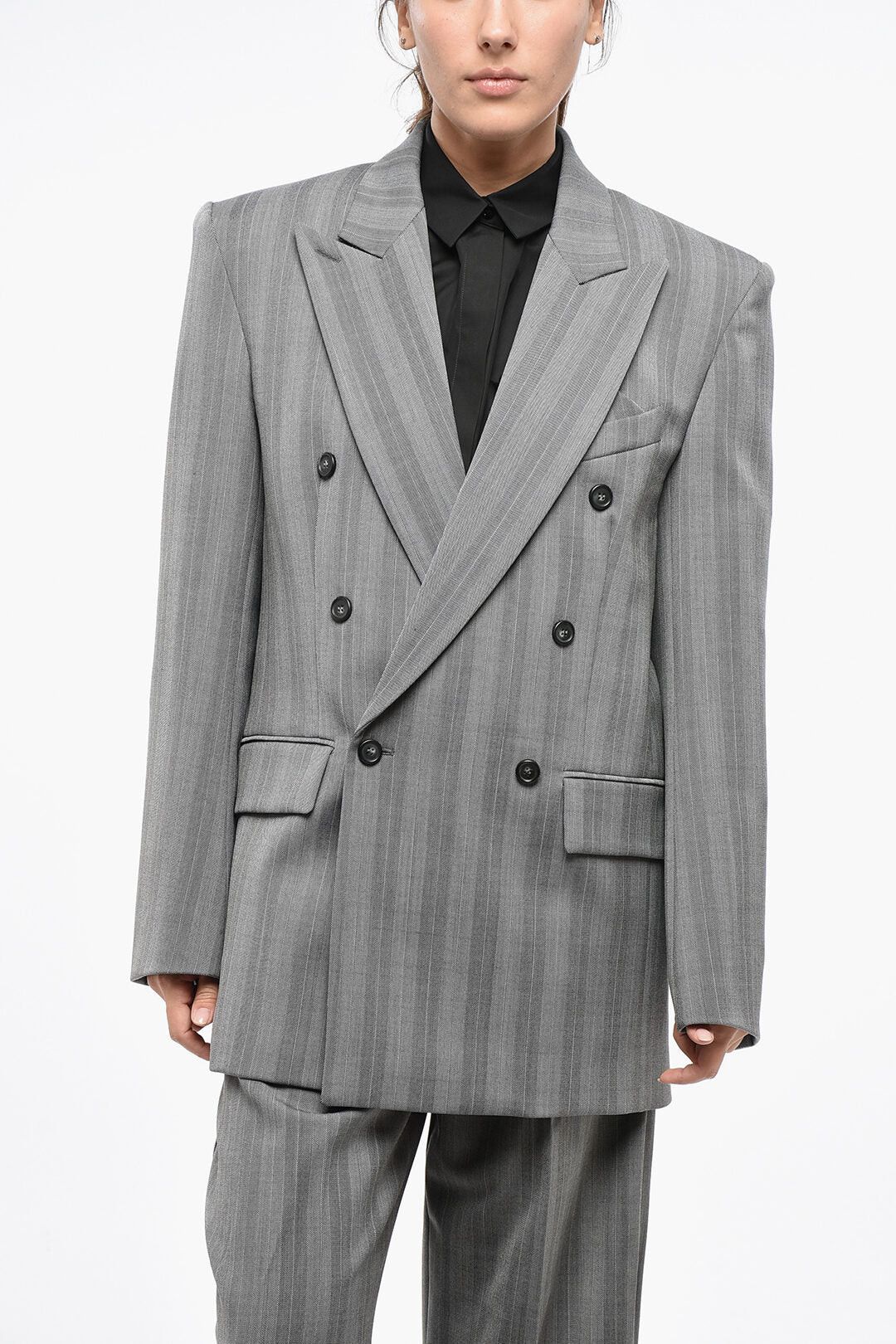Max Mara og1mm0426 Double-Breasted Blazer in Grey Size M / US 6-8 / IT 42-44 - 1 Thumbnail