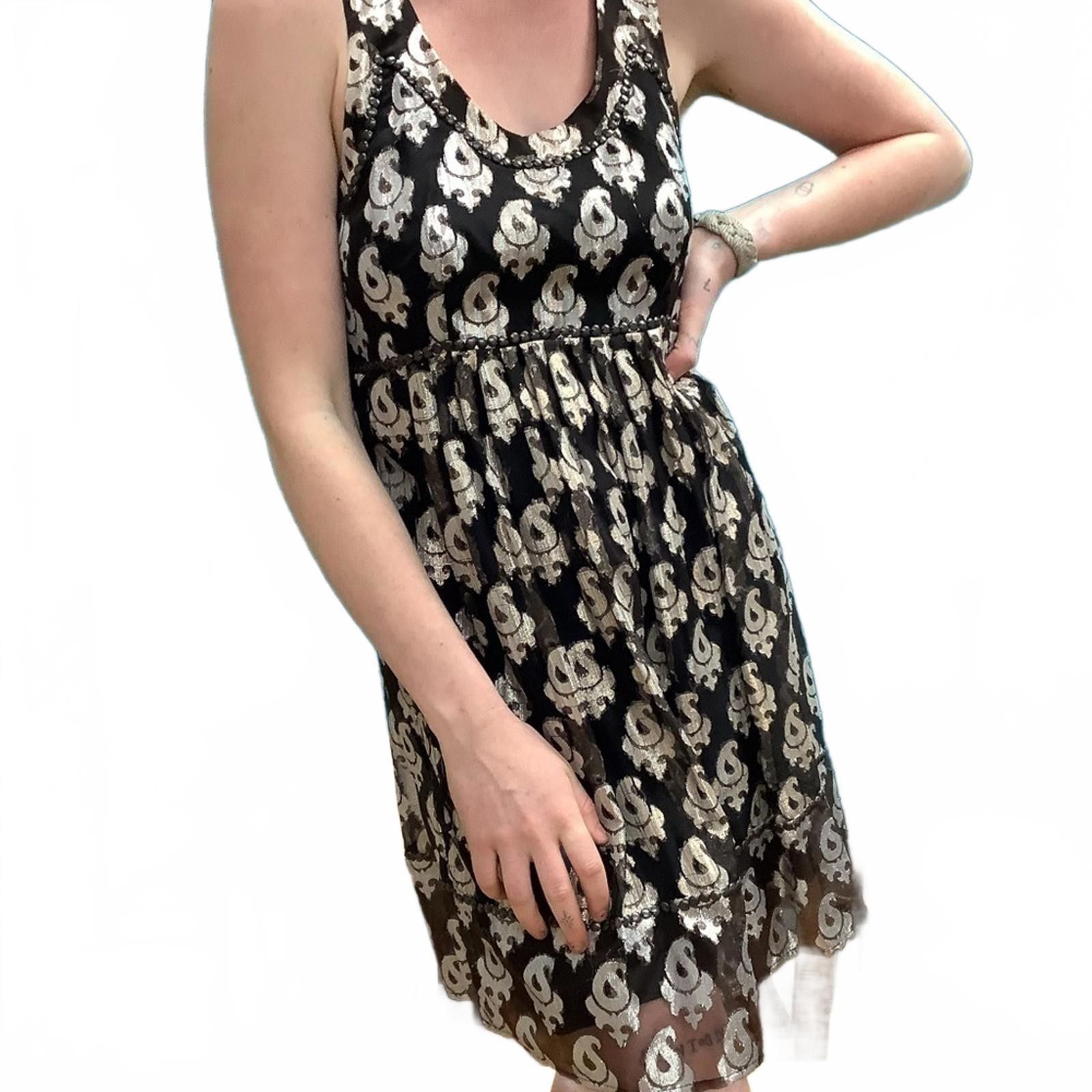 Free People Free People 8 Metallic Brown Silver Studded Mini Dress Size M / US 6-8 / IT 42-44 - 2 Thumbnail