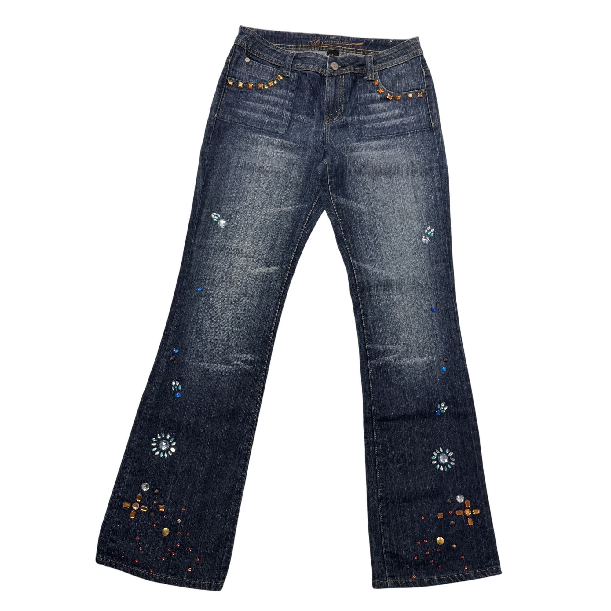 Other Vtg Maurice Sasson Denim EMBELLISHED FLORAL Rhinestone Jeans Size 30" / US 8 / IT 44 - 1 Thumbnail