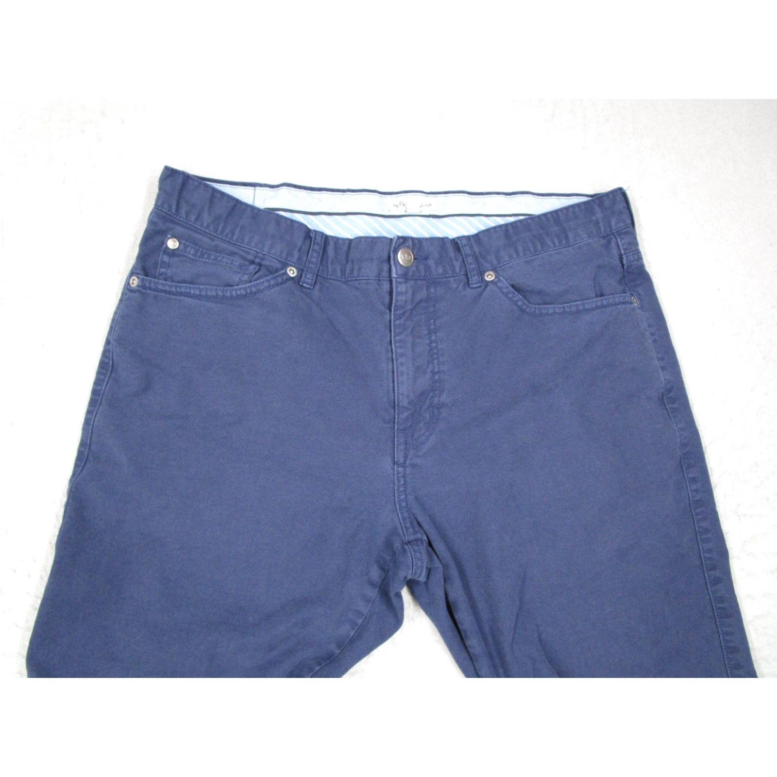 Peter Millar PETER MILLAR Men's Casual Blue Canvas Chino Pants 35x27 5-Pocket Regular Fit Size US 35 - 2 Thumbnail