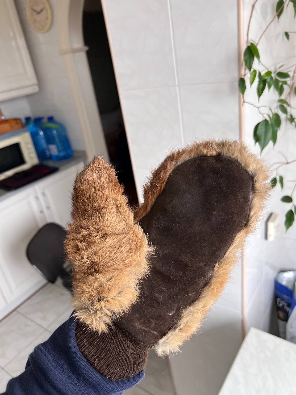 Japanese Brand Vintage 80’s Real Fur Leather Avant Garde y2k Brown Gloves Size ONE SIZE - 5 Thumbnail