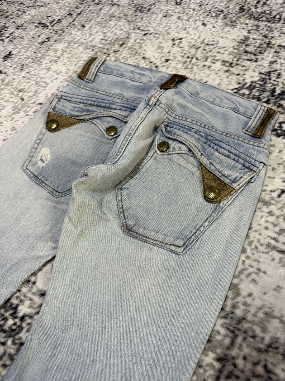 Le Grande Bleu (L.G.B.) Root Three Japan Double Pocket Wide Leg Flare Jeans Size US 30 / EU 46 - 10 Thumbnail