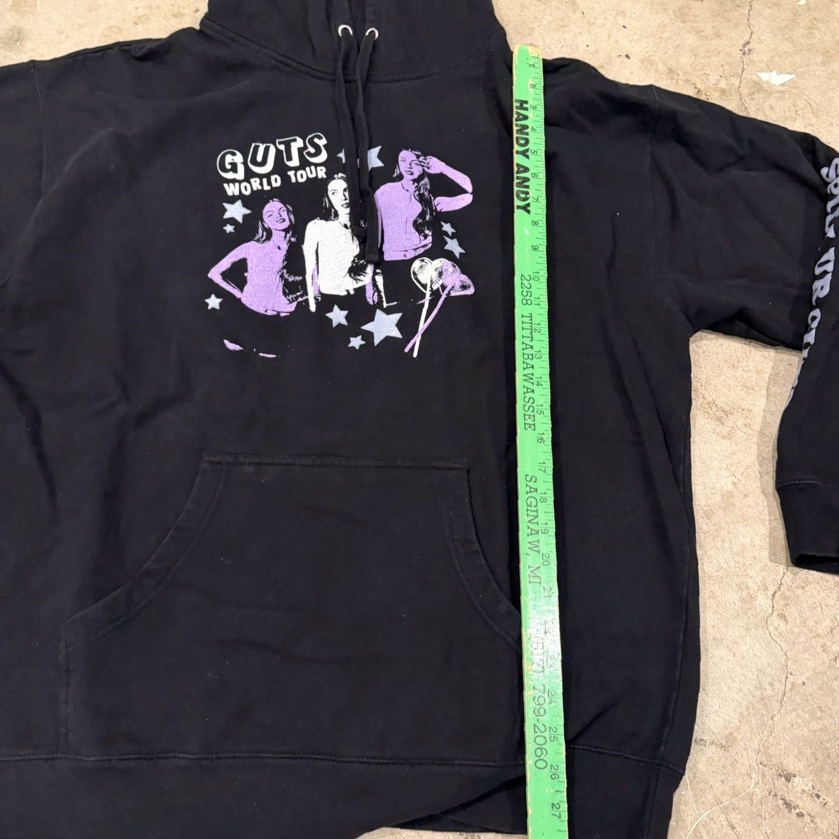 Bravado VINTAGE Olivia Rodrigo GUTS World Tour Hoodie 2XL Bravado Shirt Mens Black Cotton Crew Neck Short Sleeve Pullover Concert Music Spring Summer Size US XXL / EU 58 / 5 - 7 Thumbnail