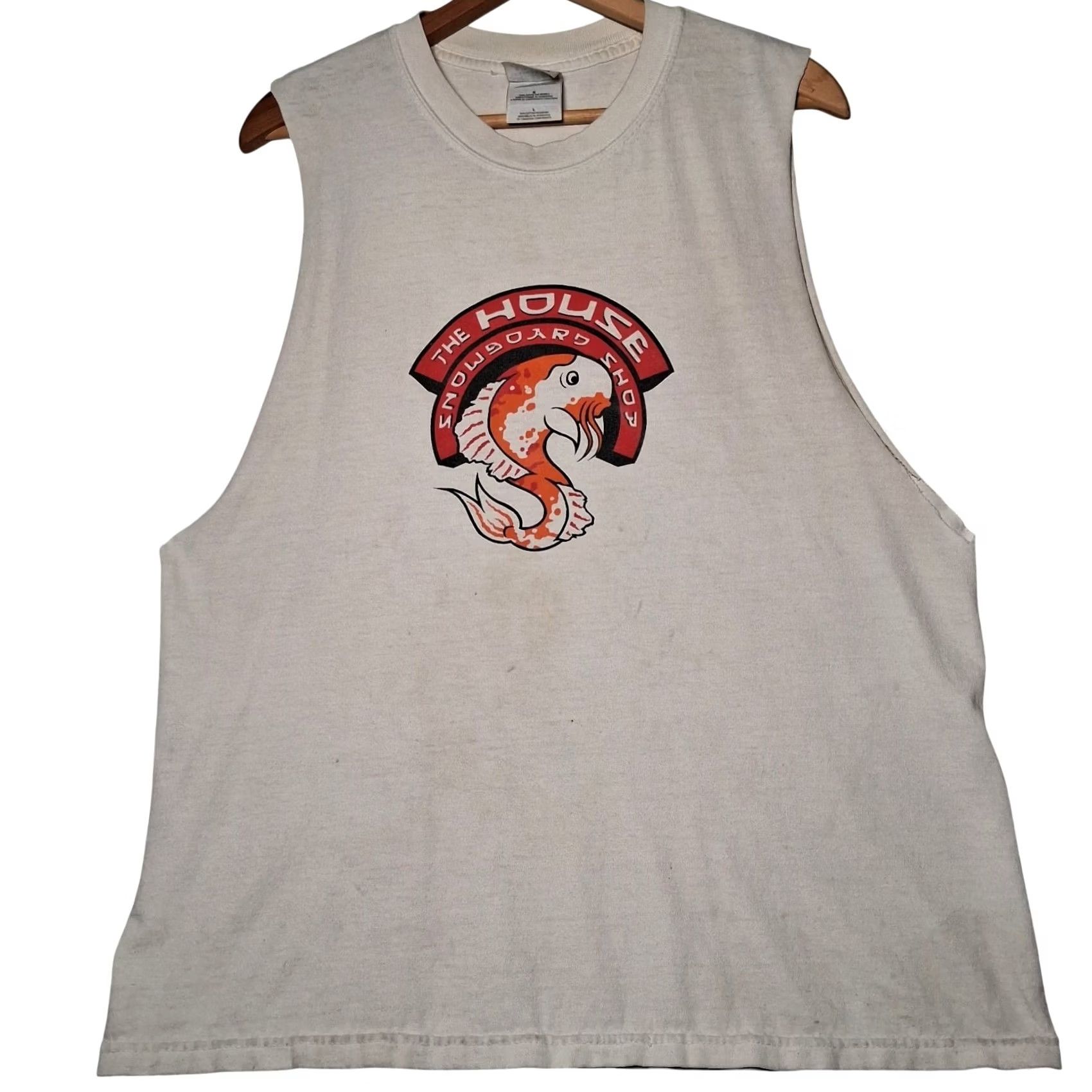Gildan VINTAGE The House Snowboard Shop Muscle Shirt L Snowboarding St Paul MN Size US L / EU 52-54 / 3 - 3 Thumbnail