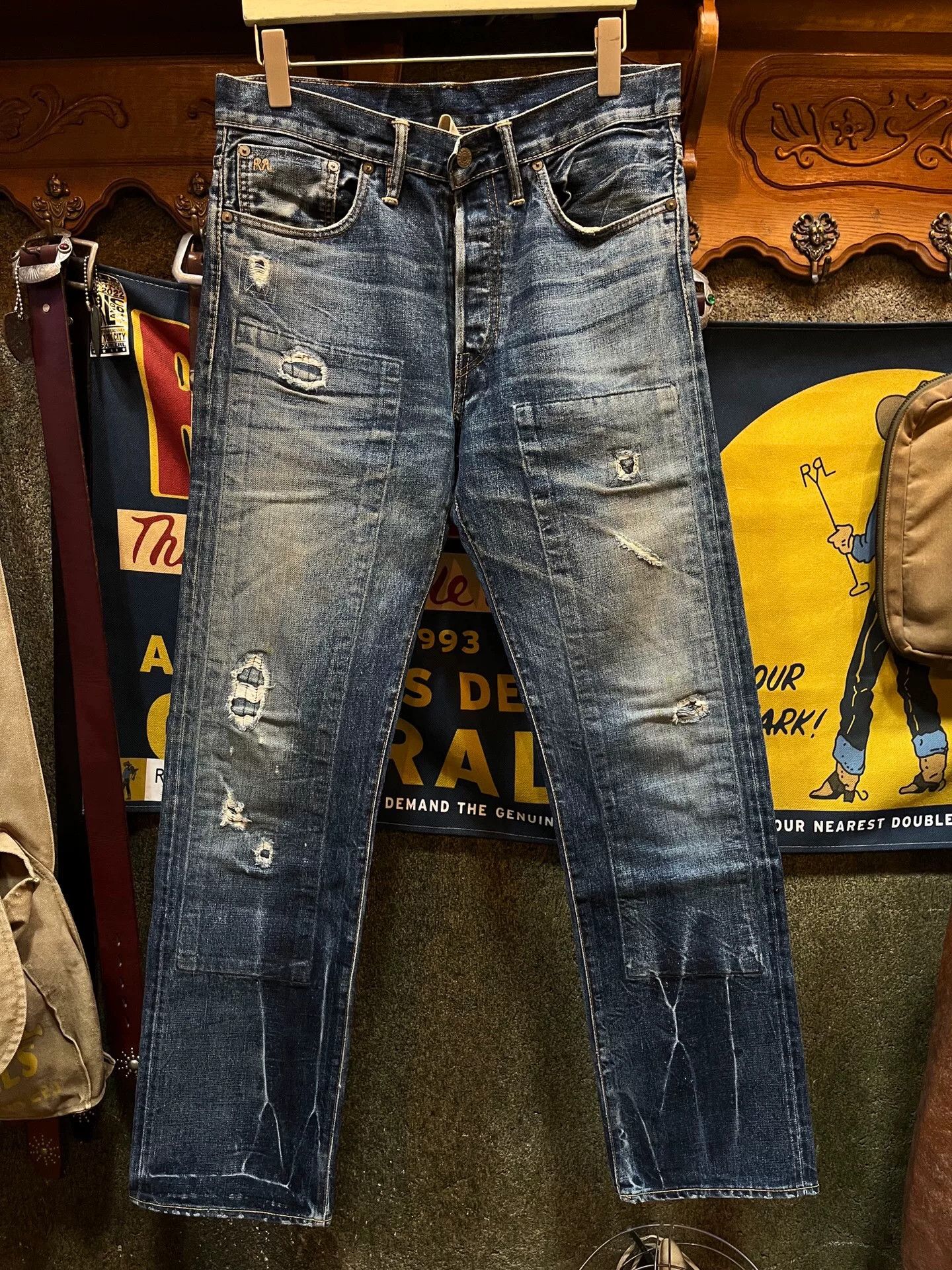 RRL Ralph Lauren vintage distressed double rl denim pants Size US 30 / EU 46 - 1 Thumbnail