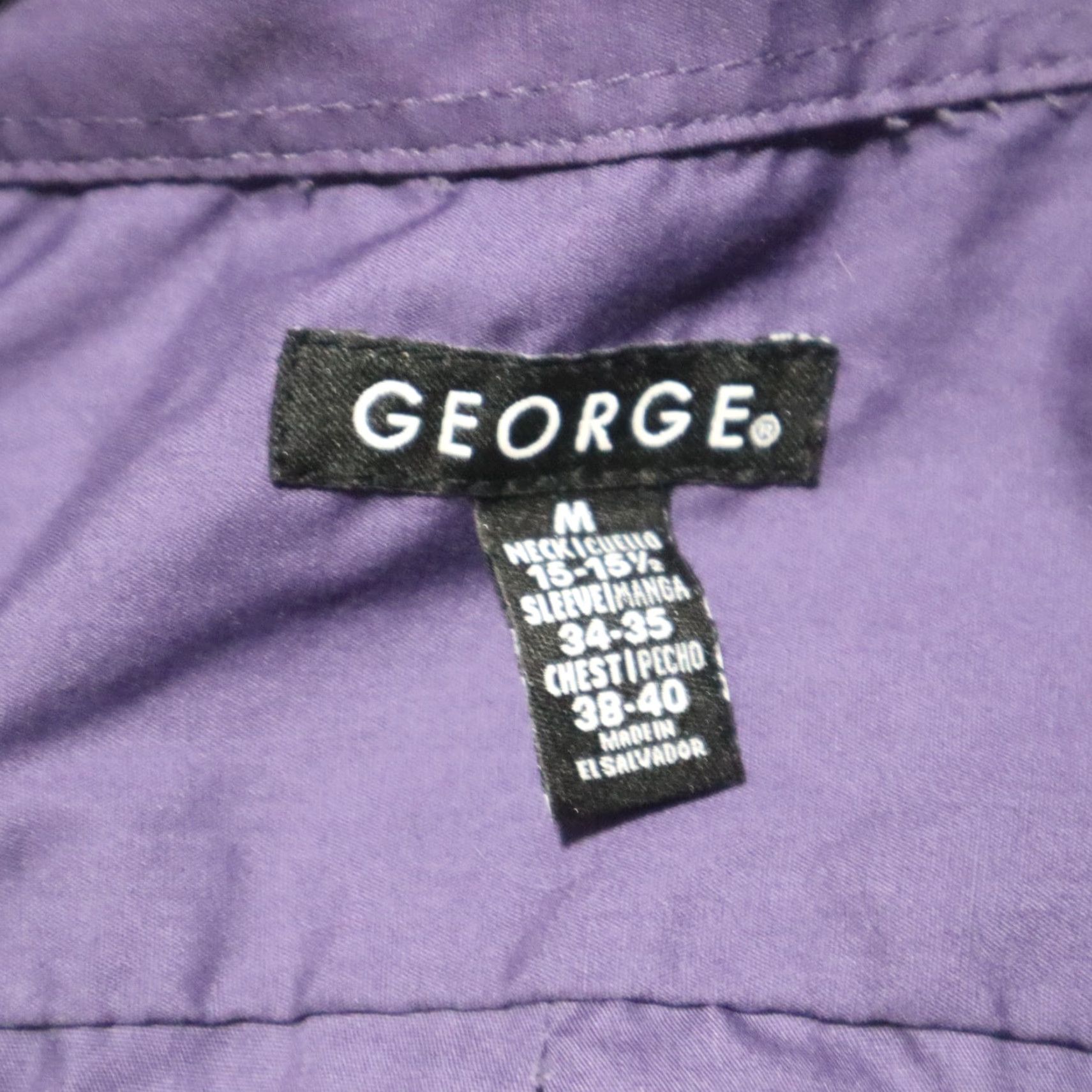 George George Button-Up Shirt Men's Size M Long Sleeve Casual Purple Cotton Size US M / EU 48-50 / 2 - 3 Thumbnail