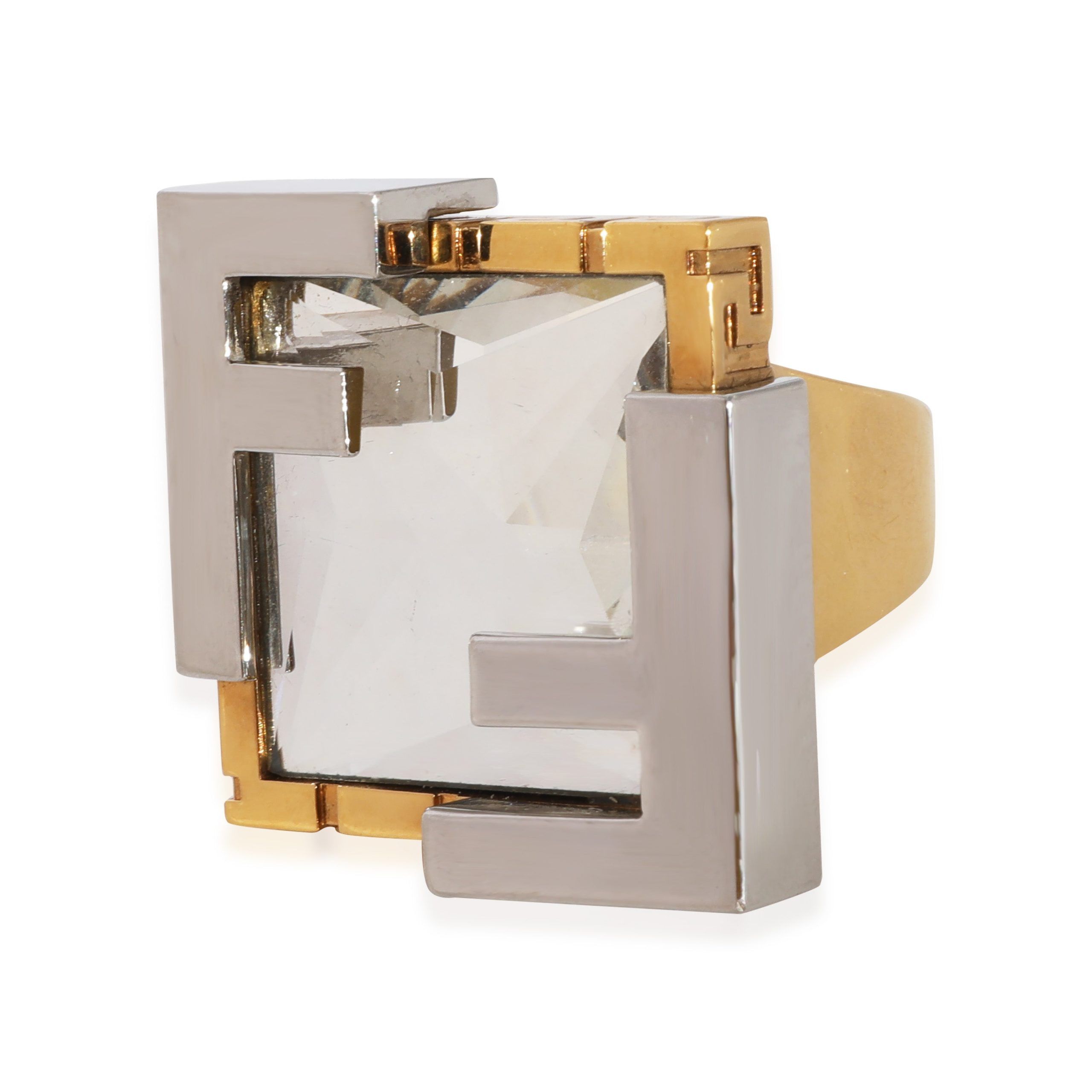 image of Versace Fendace Crystal Ring in Silver, Women's