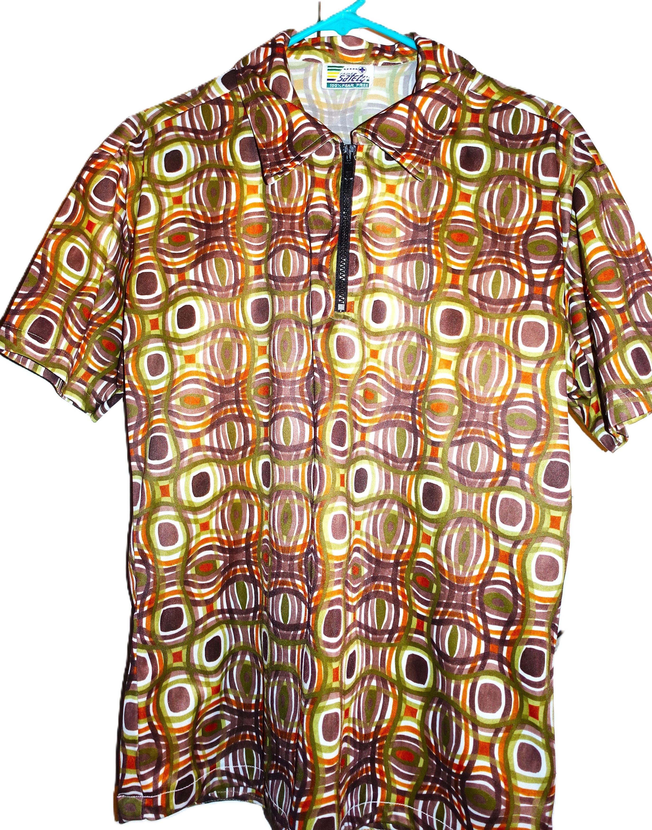 Vintage Vintage Think Safety Brown Nylon Abstract Shirt M Size US M / EU 48-50 / 2 - 6 Thumbnail