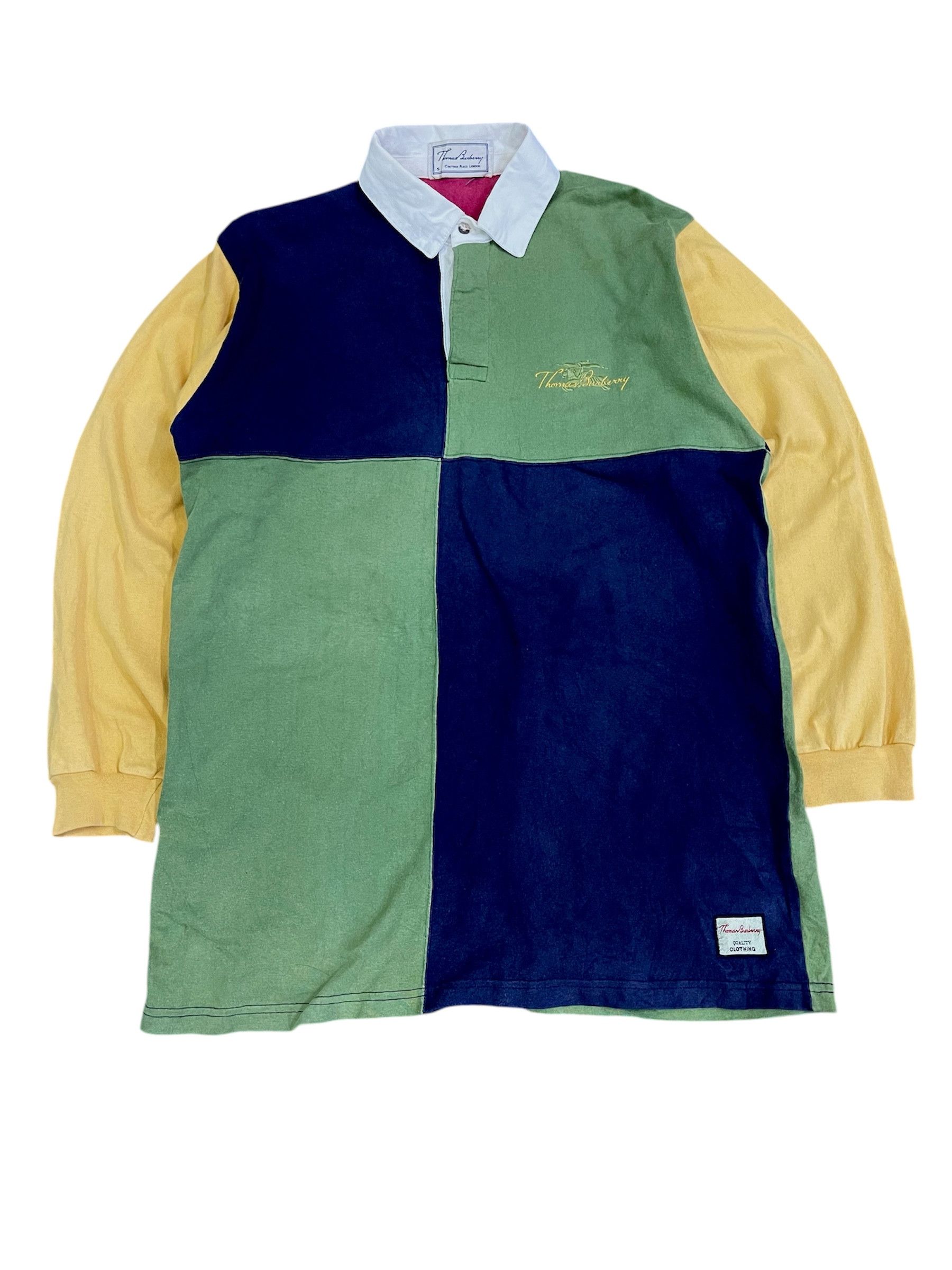 Burberry × Vintage Vtg Thomas Burberry Polo Rugby Shirt Made in England Size US S / EU 44-46 / 1 - 1 Thumbnail