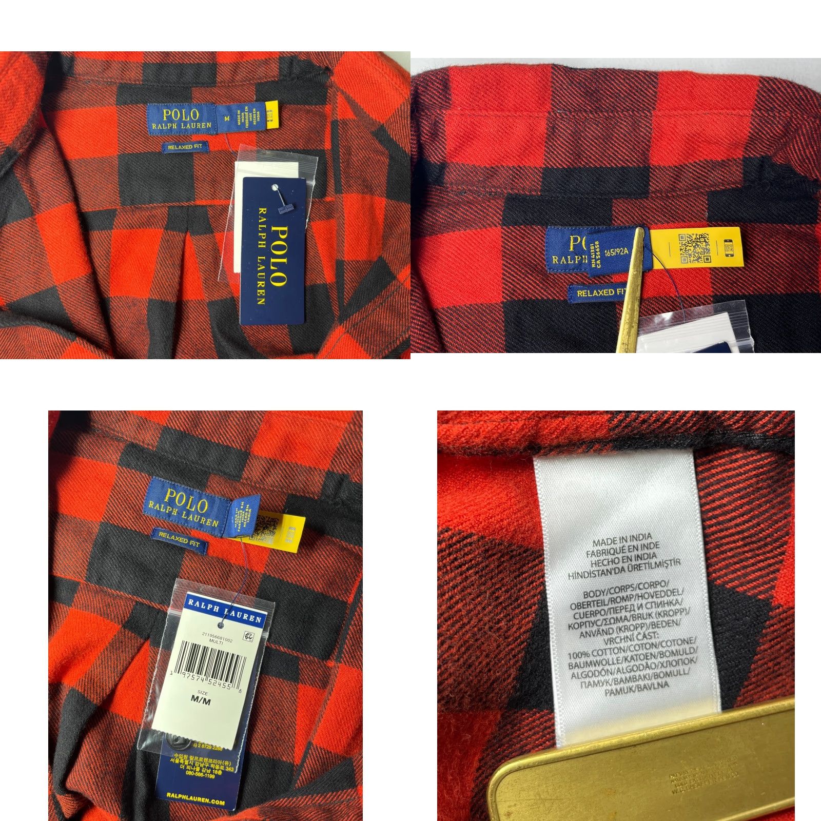 Polo Ralph Lauren Polo Ralph Lauren Men’s Relaxed Fit Plaid Cotton Twill Shirt Sz M Red, Black Button-Up Shirt Size US M / EU 48-50 / 2 - 8 Thumbnail