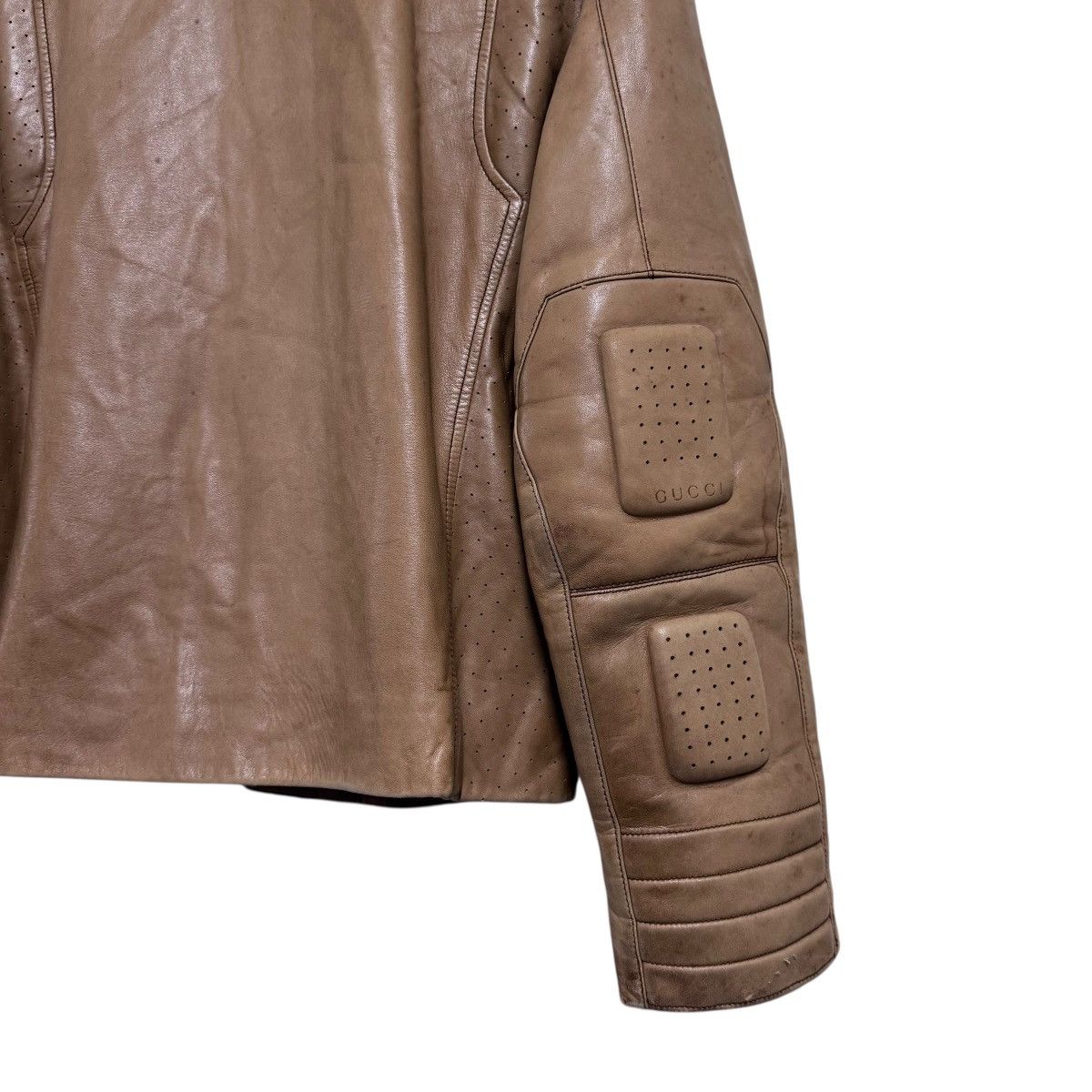 Gucci Gucci By Tom Ford Leather Moto Jacket Patina Size US M / EU 48-50 / 2 - 16 Thumbnail