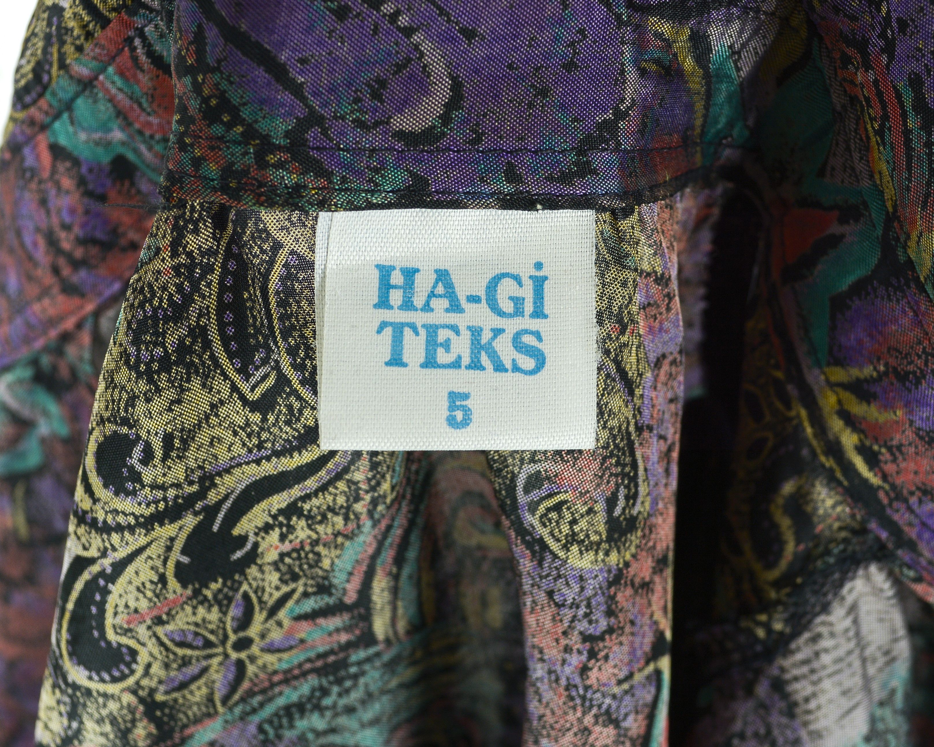 Other × Vintage HA-Gi TEKS Button Up Shirt Shoulder Padded Blouse Patterned Size XS / US 0-2 / IT 36-38 - 6 Thumbnail