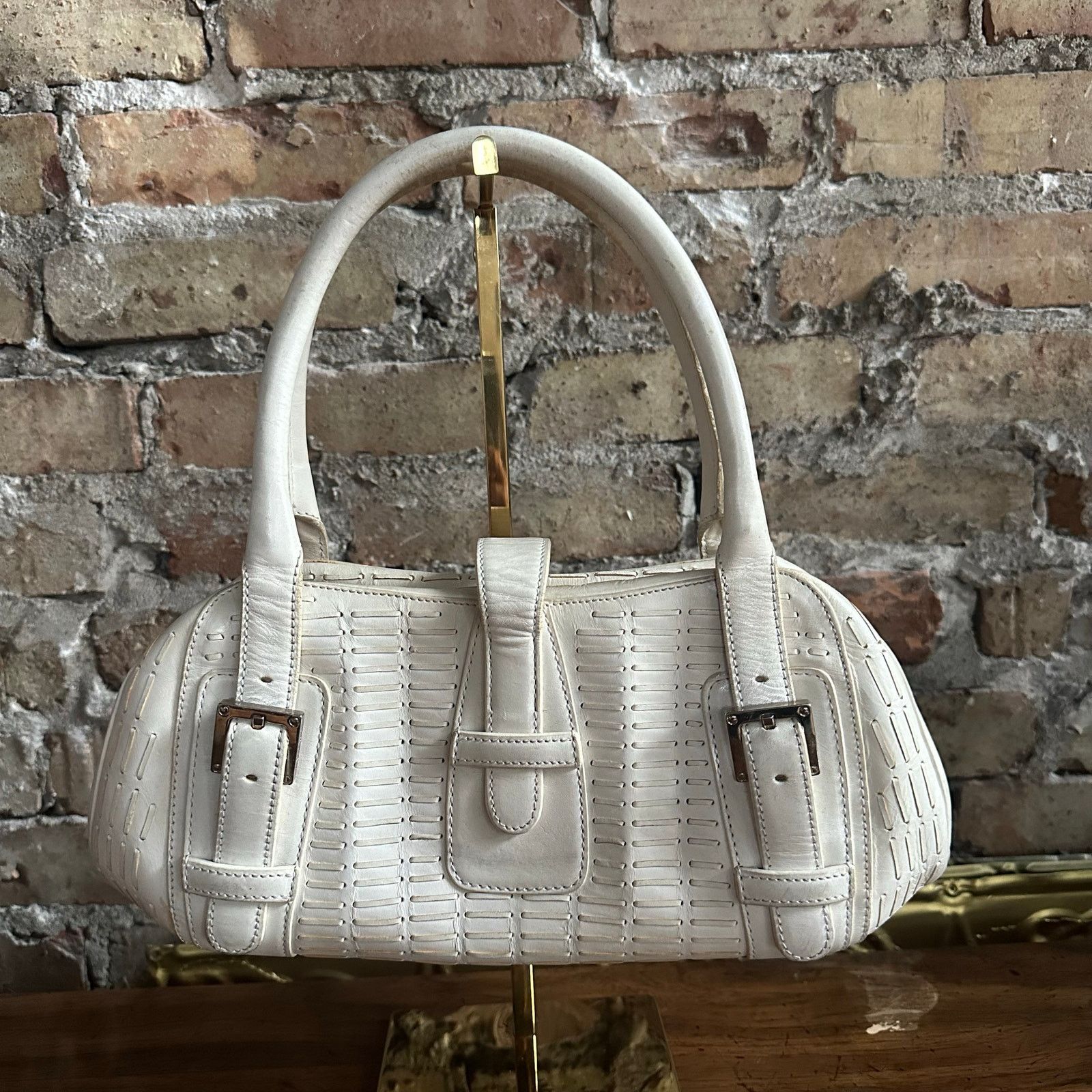 Loewe Vintage 2000's Loewe White Leather Senda Satchel Size ONE SIZE - 3 Thumbnail