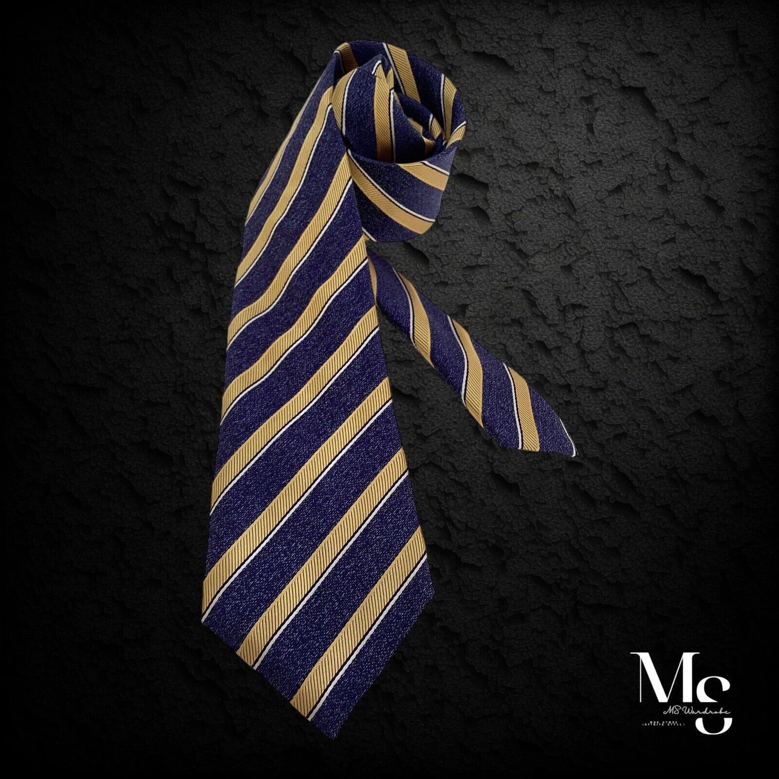 Canali CANALI 1934 Current Blue Yellow Striped Luxury Silk Tie Ital Size ONE SIZE - 1 Thumbnail