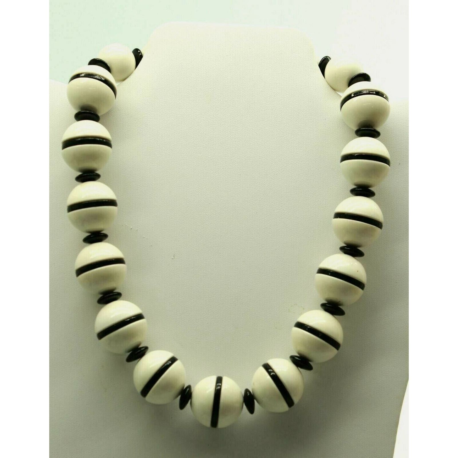 Other Vintage Black White Chunky Acrylic Bead Necklace • 3 Piece Size ONE SIZE - 1 Thumbnail