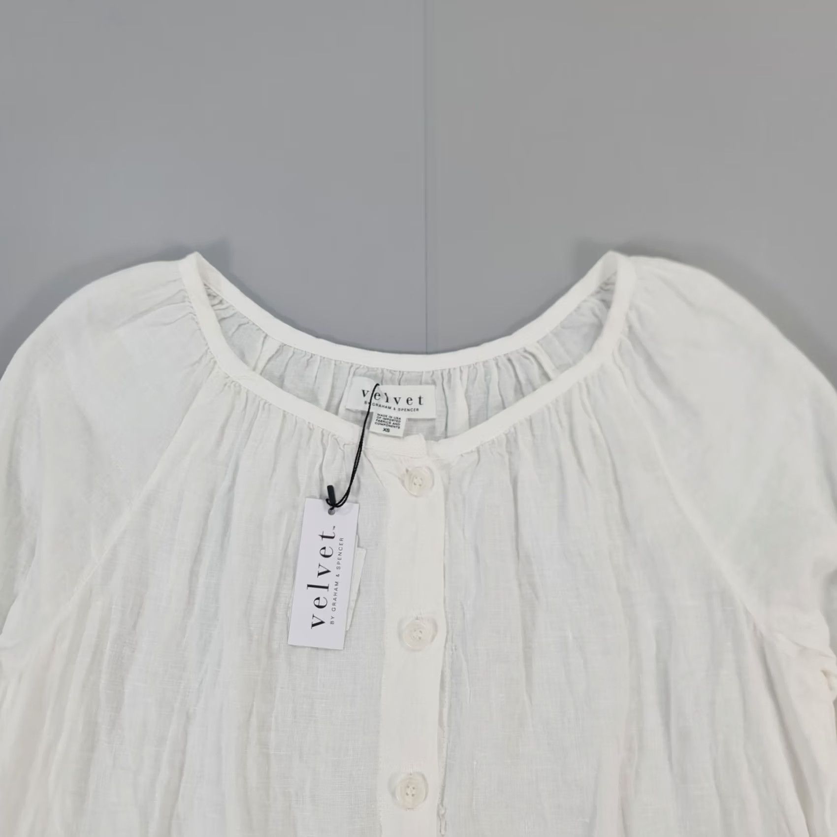 Velvet Velvet by Graham & Spencer Womens Dress White XS Woven Linen Knee Length 3/4 Sleeve Round Neck Pockets Shirt Dress Regular Linen Size XS / US 0-2 / IT 36-38 - 4 Thumbnail