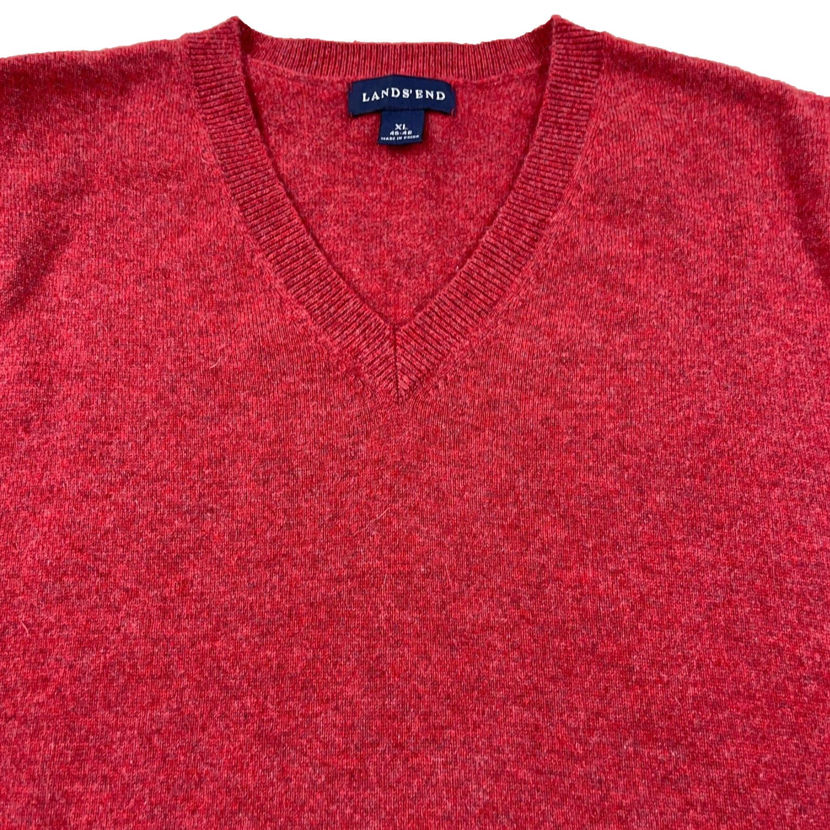 Lands' End Lands' End Men XL Red Cashmere V-Neck Vest Knit Sweater Size US XL / EU 56 / 4 - 2 Thumbnail