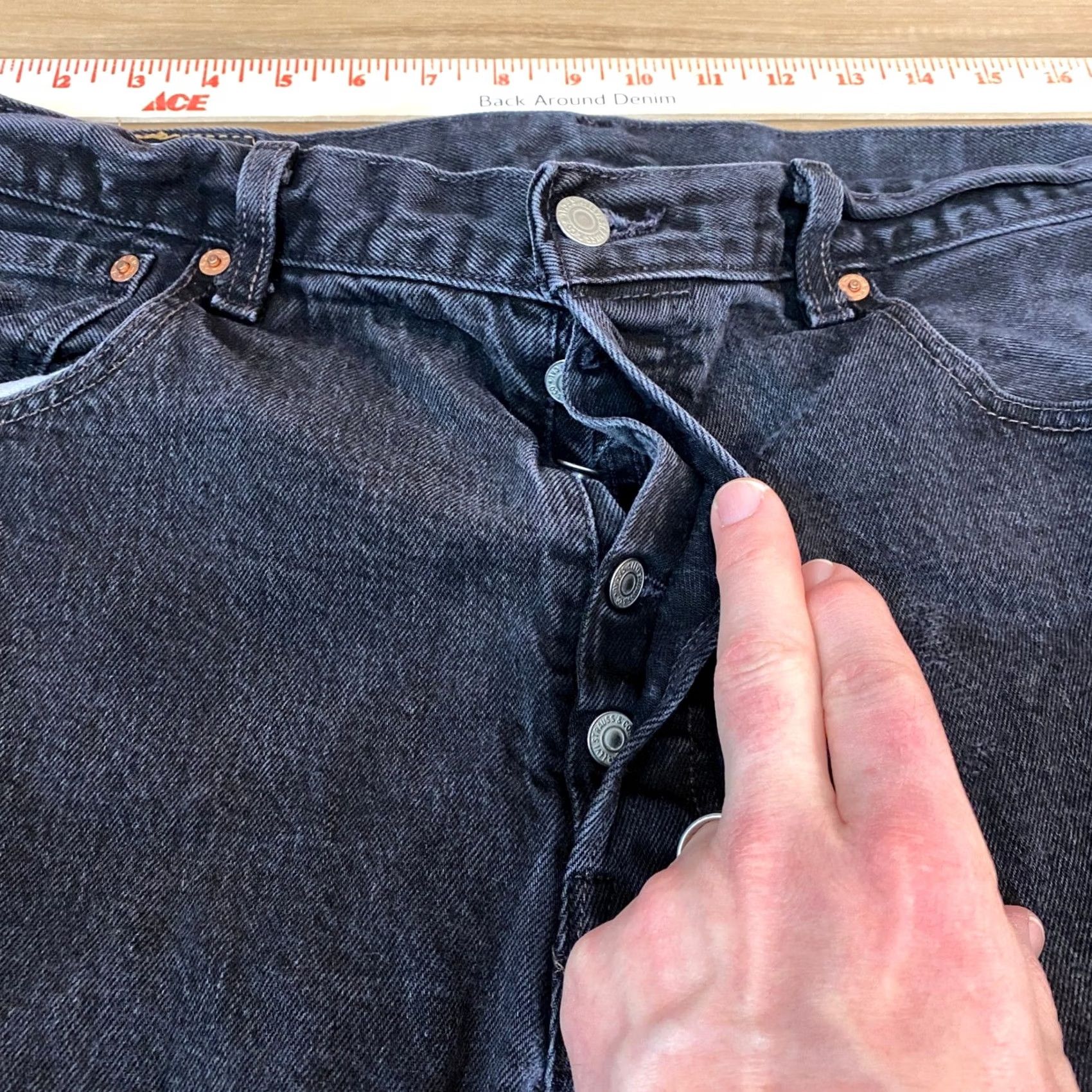 Levi's Levi's 501 Mens 36 x 25 Jeans Button Fly Black Wash Denim Straight Vintage Grunge 501 Levi's Mens Jeans Size US 36 / EU 52 - 6 Thumbnail