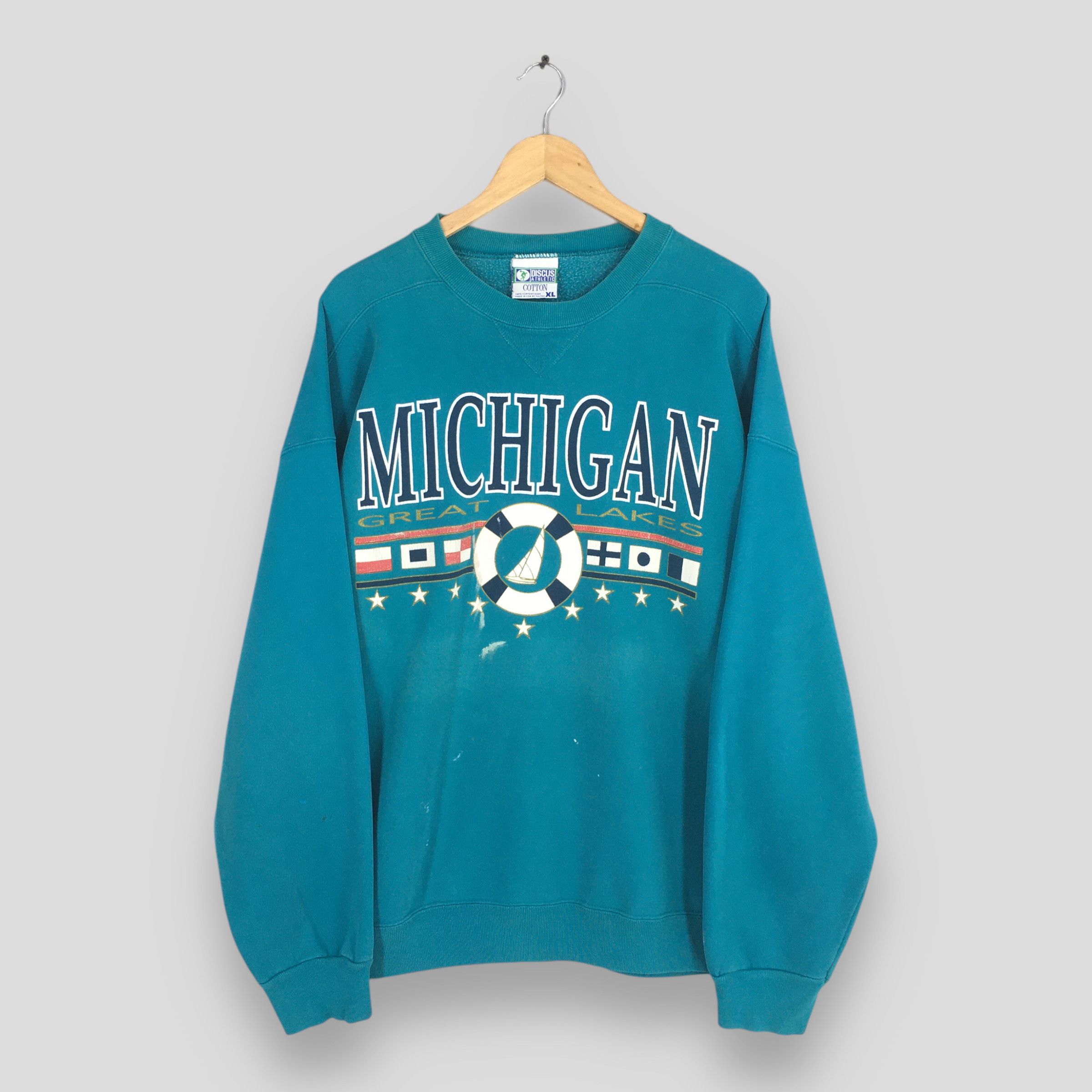 Vintage Vintage 90s Michigan Great Lakes Green Sweatshirt XLarge Size US XL / EU 56 / 4 - 1 Thumbnail