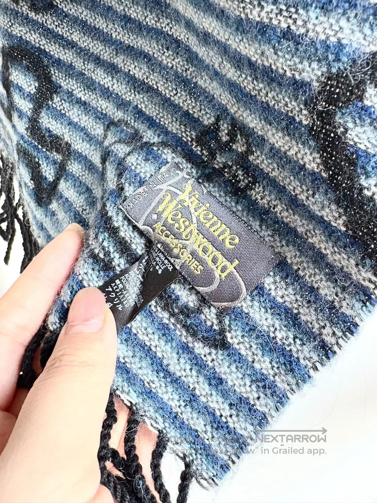 Vivienne Westwood Vivienne Westwood Black Blue Striped Scarf. Size ONE SIZE - 2 Thumbnail