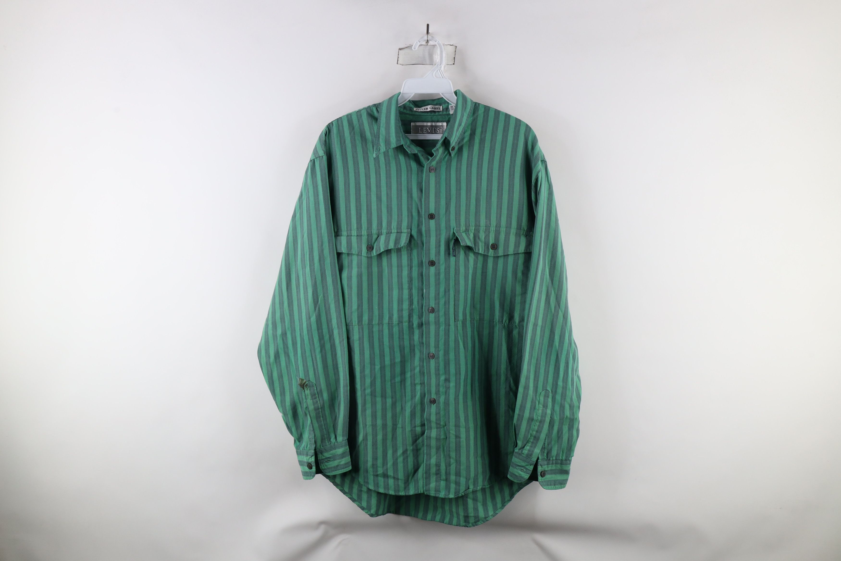 Levi's × Vintage Vintage 80s Levis Silver Label Big E Striped Button Shirt Size US M / EU 48-50 / 2 - 1 Thumbnail