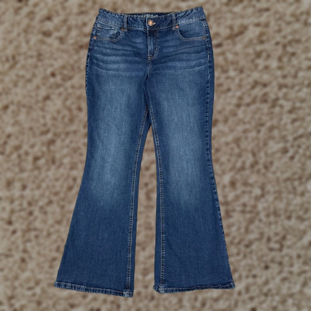 Vintage Maurices Blue Denim Jeans Bootcut Mid Rise 31x29 Womens Cotton Blend 12 Regular Zip Pockets Size 34" / US 12 / IT 48 - 1 Thumbnail