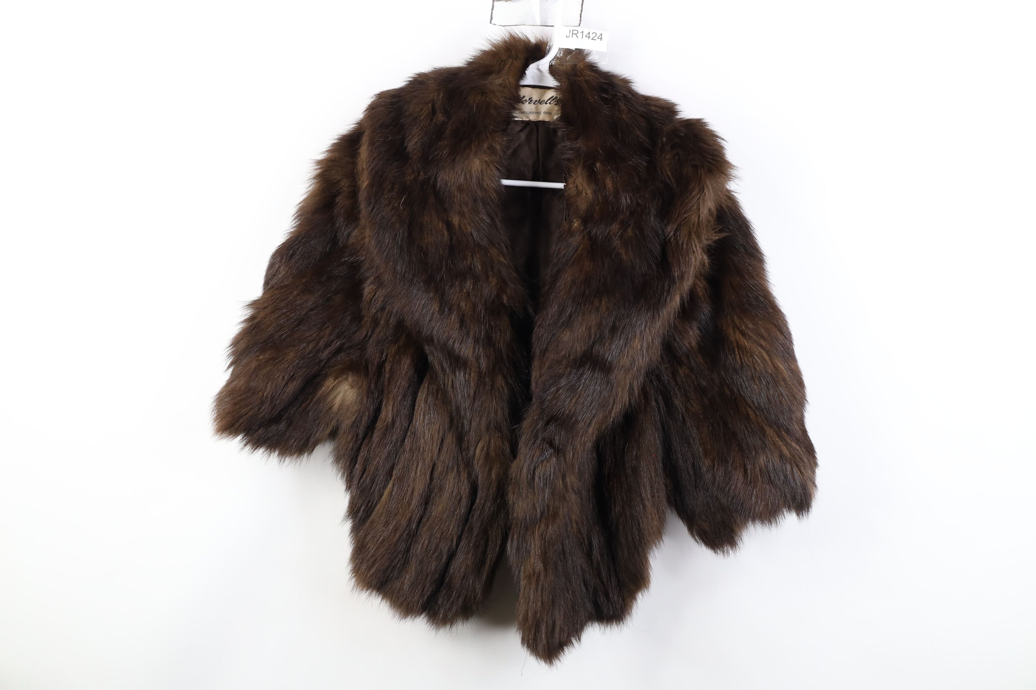 Vintage Vintage 50s 60s Fur Shoulder Cape Poncho Jacket Brown USA Size ONE SIZE - 1 Thumbnail