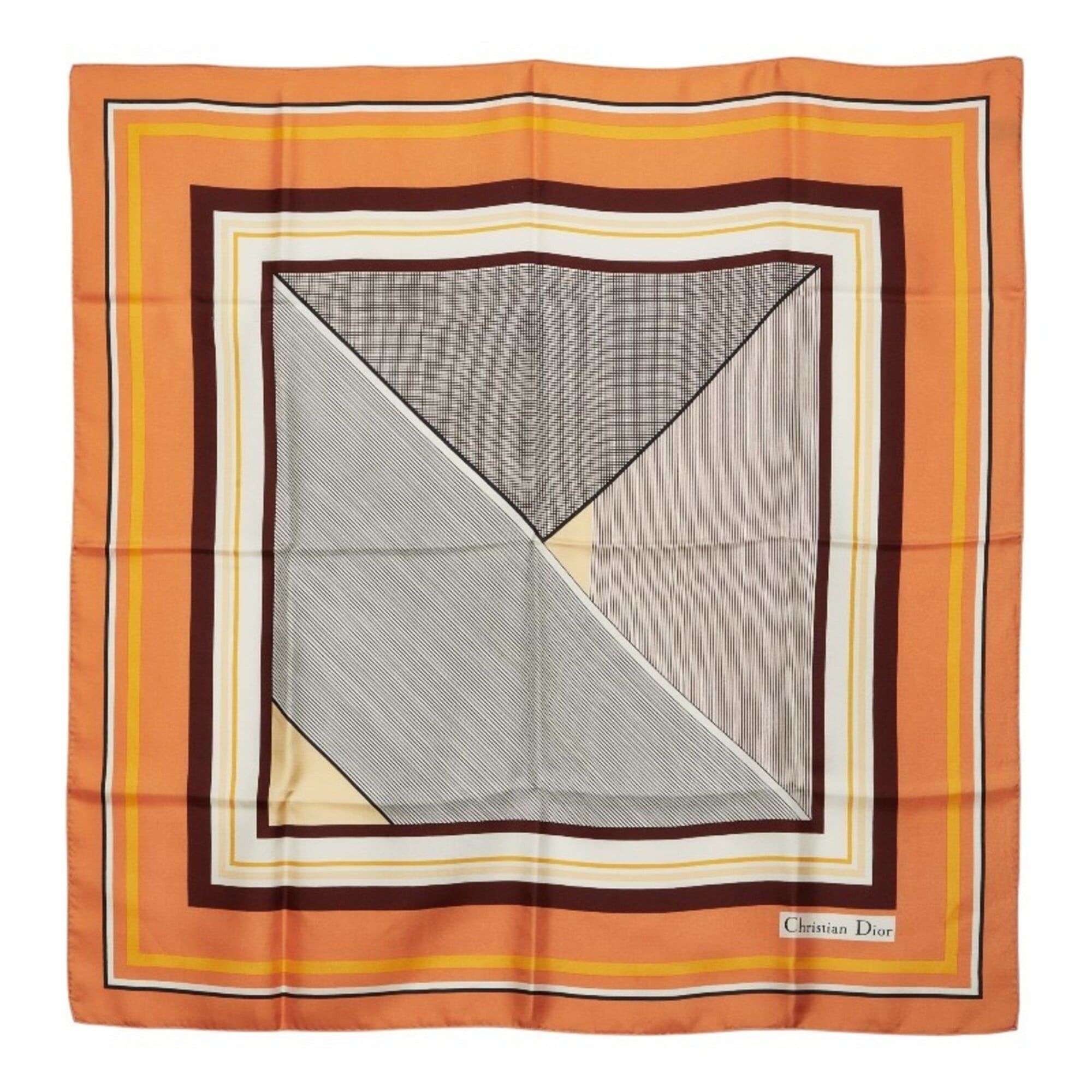 Dior Christian Dior Dior Logo Scarf Muffler Orange Brown Yellow Silk Women's Size ONE SIZE - 1 Thumbnail